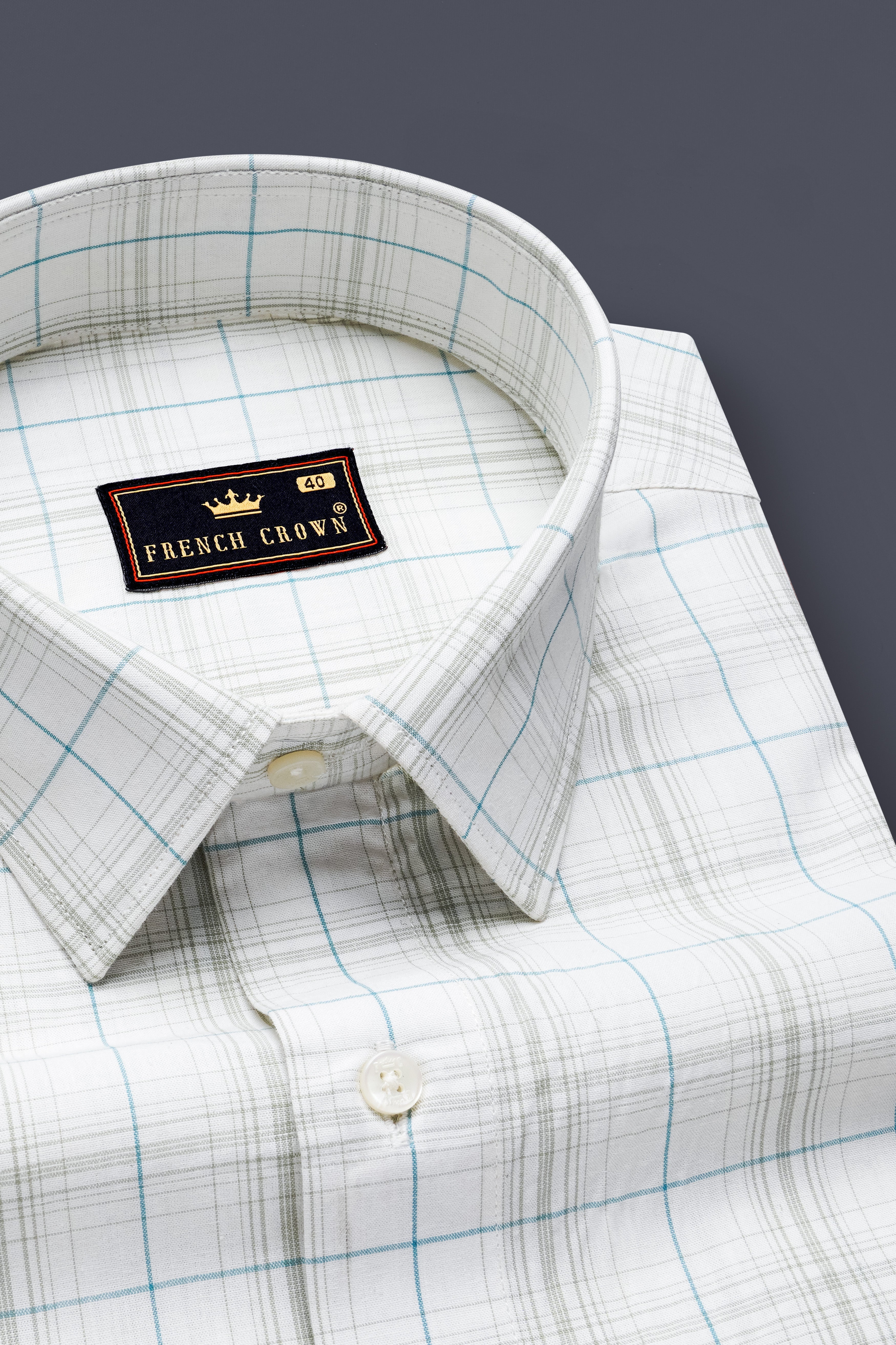 Skyline-Bright White And Eastern Blue Checks Plaid Super Soft Premium Cotton Shirt