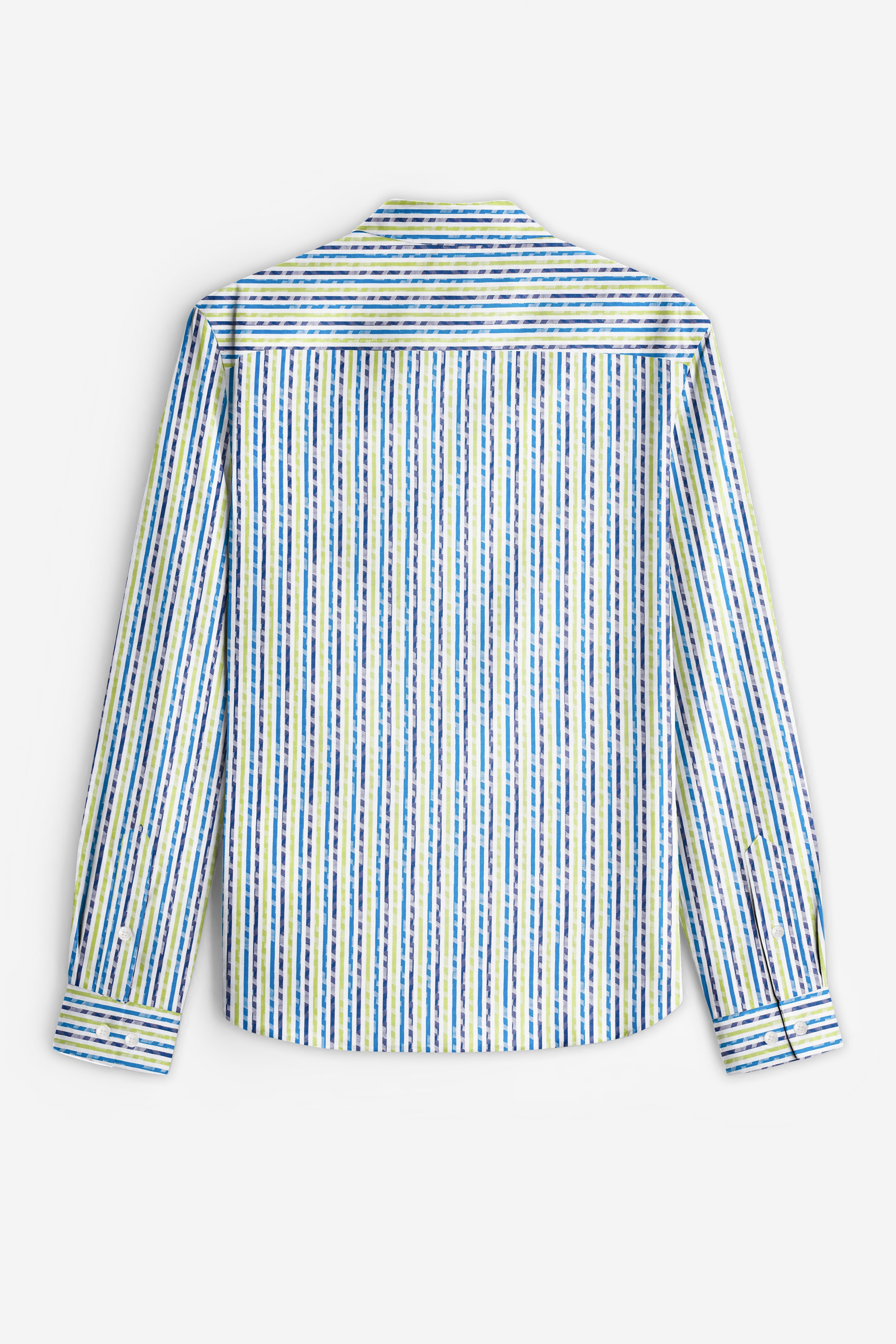 Sunburst-Electric Blue And Primrose Yellow Jacquard Striped Premium Cotton Shirt