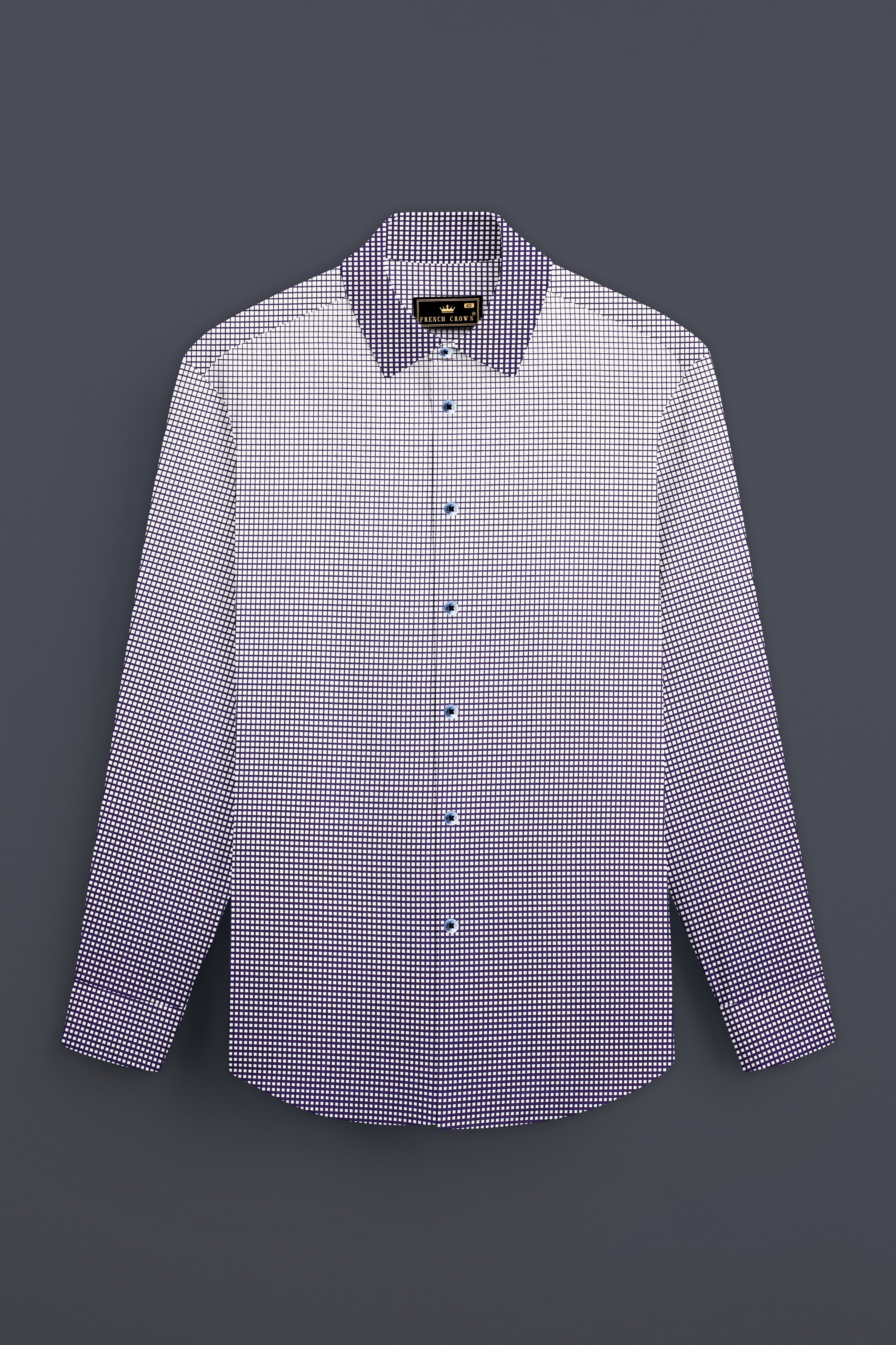 Midnight Frost-Ebony Blue And Bright White Marico Checks Premium Cotton Shirt