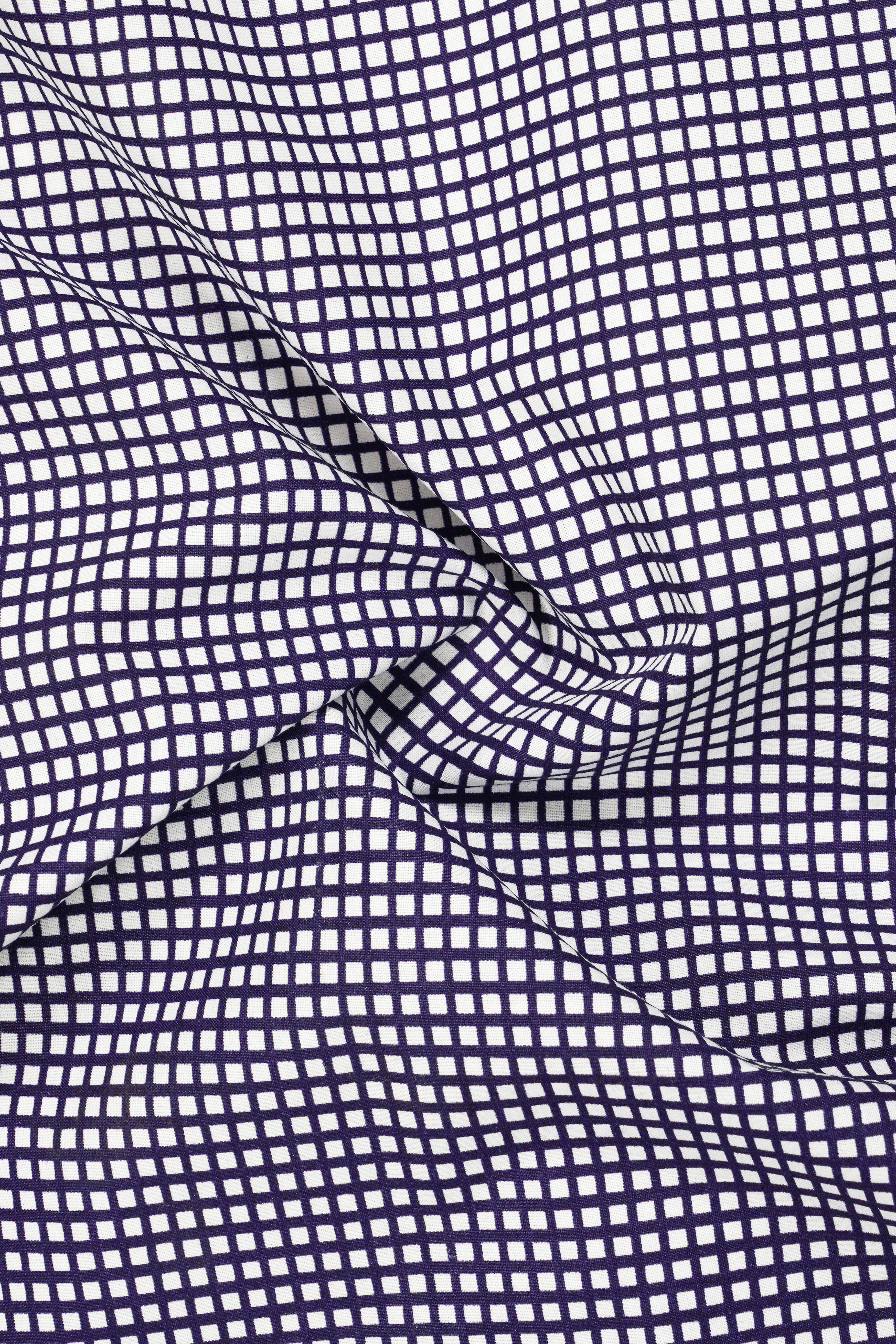 Midnight Frost-Ebony Blue And Bright White Marico Checks Premium Cotton Shirt