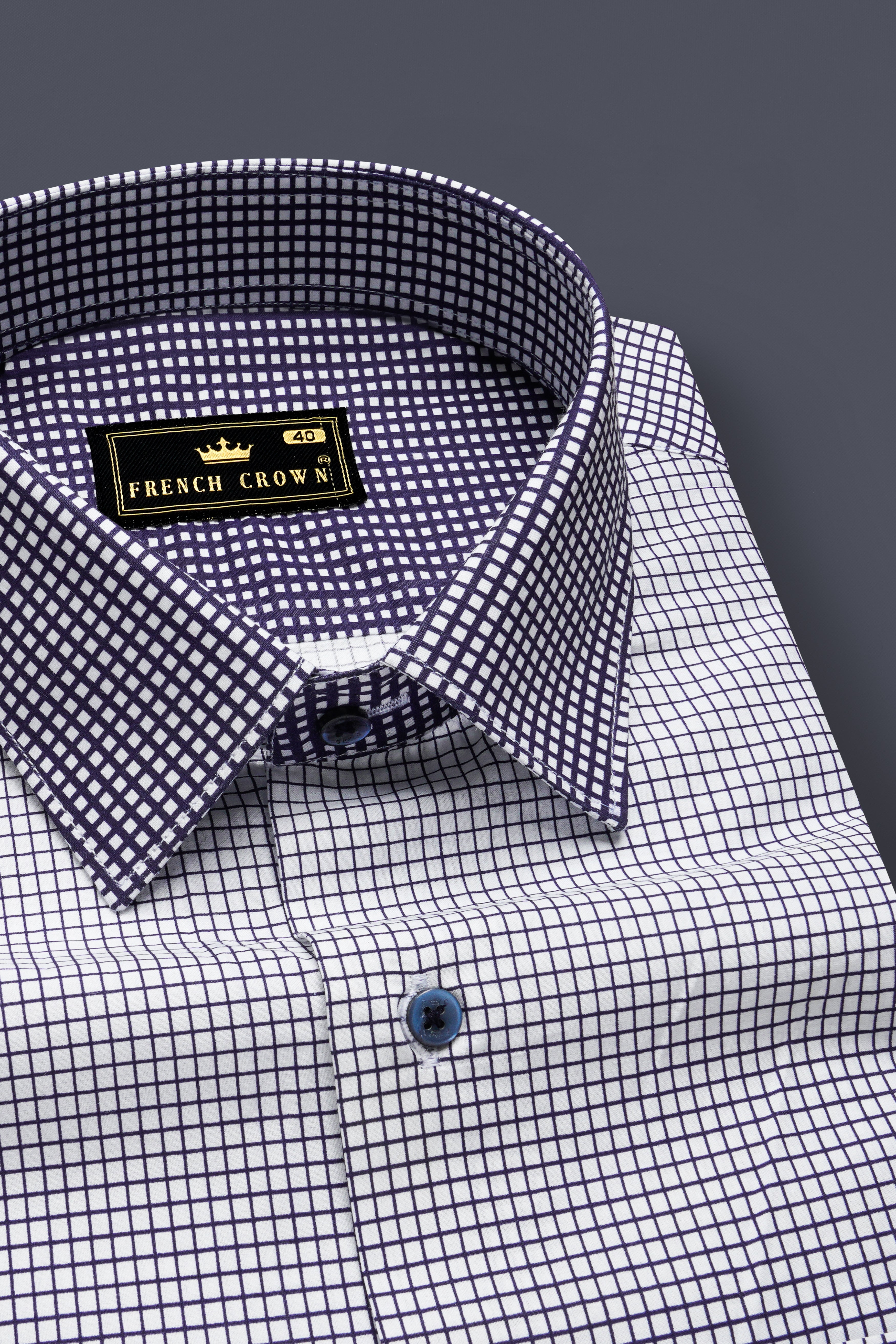 Midnight Frost-Ebony Blue And Bright White Marico Checks Premium Cotton Shirt