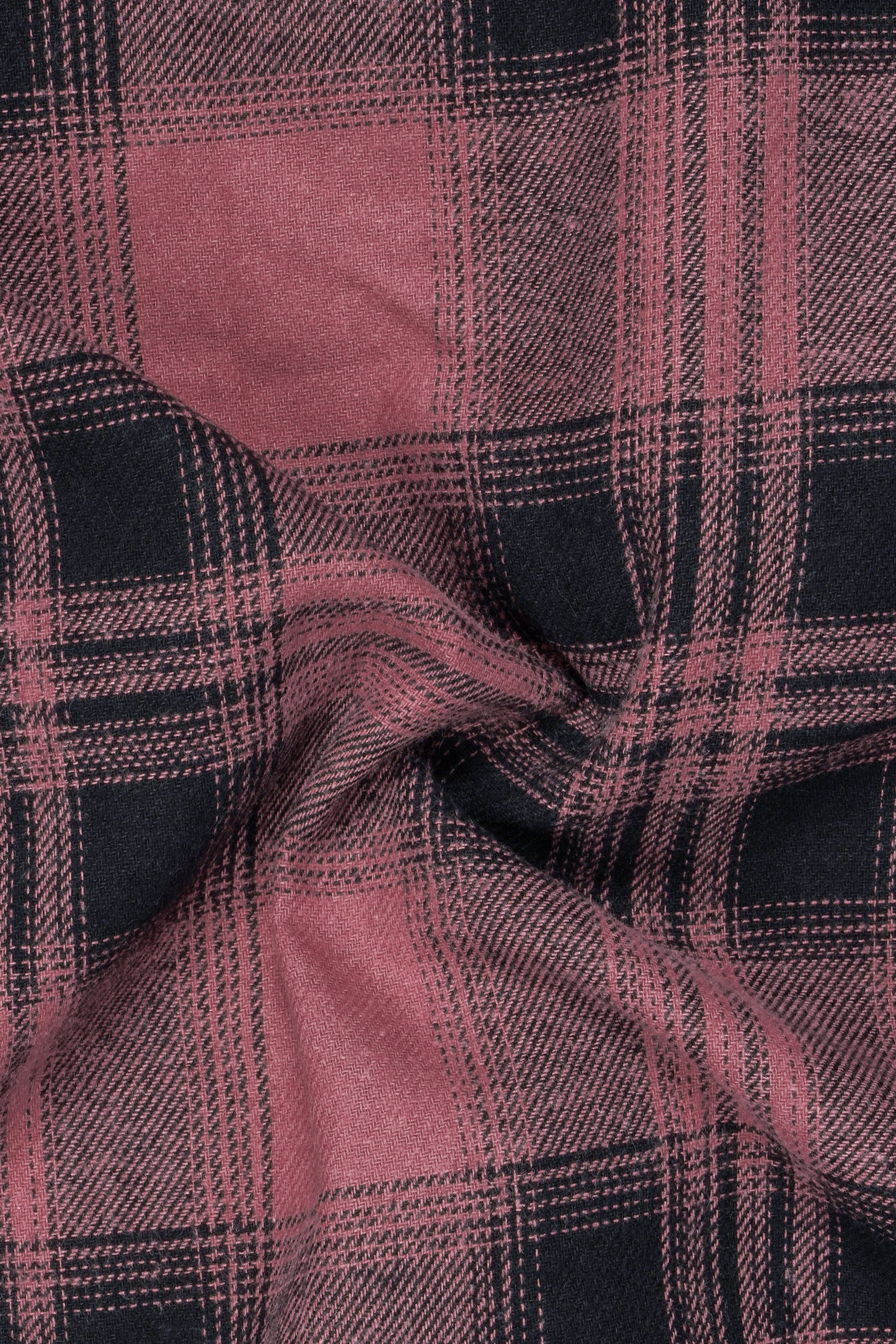 Berrywood-Wine Berry Pink Checked Flannel Premium Cotton Shirt