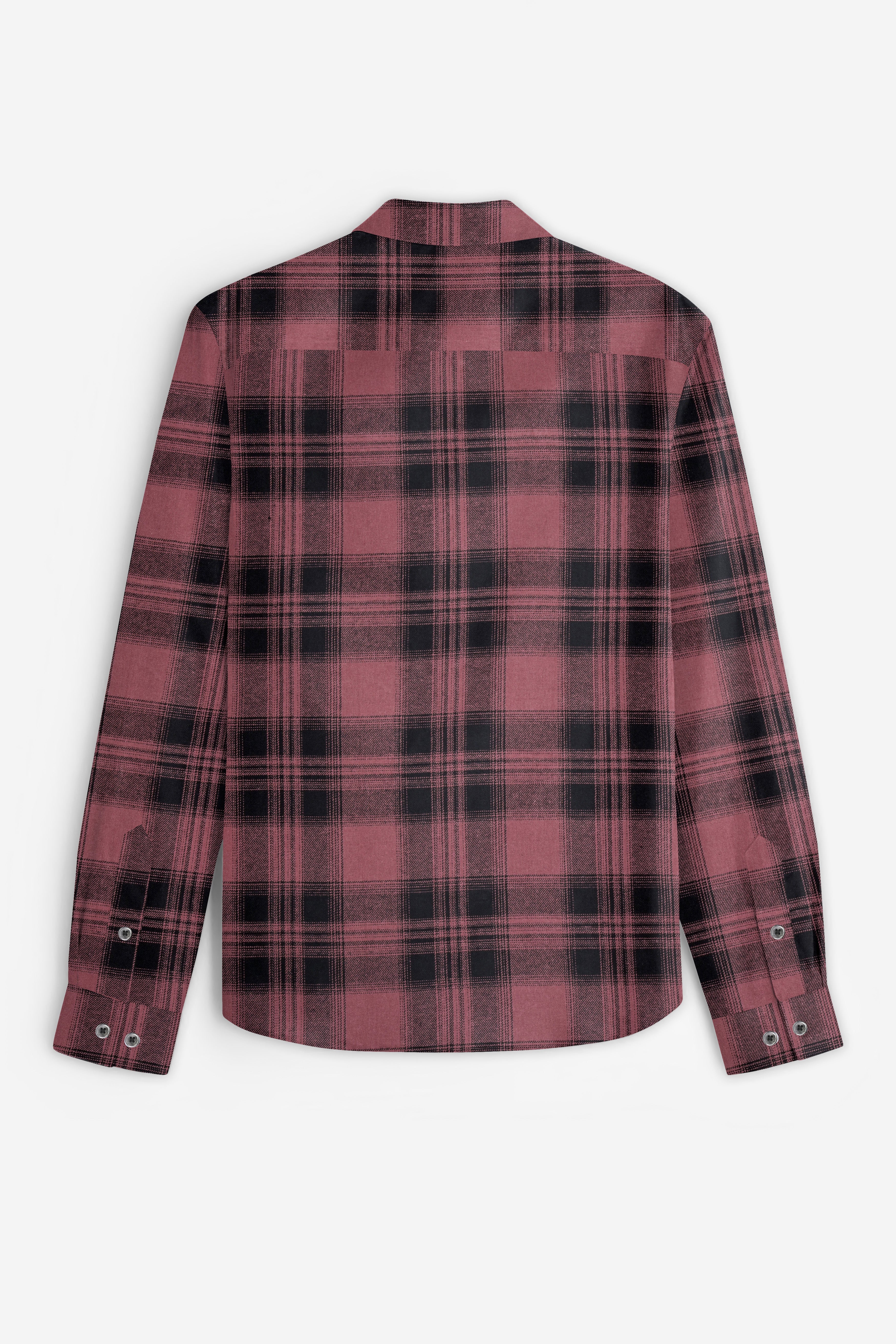 Berrywood-Wine Berry Pink Checked Flannel Premium Cotton Shirt