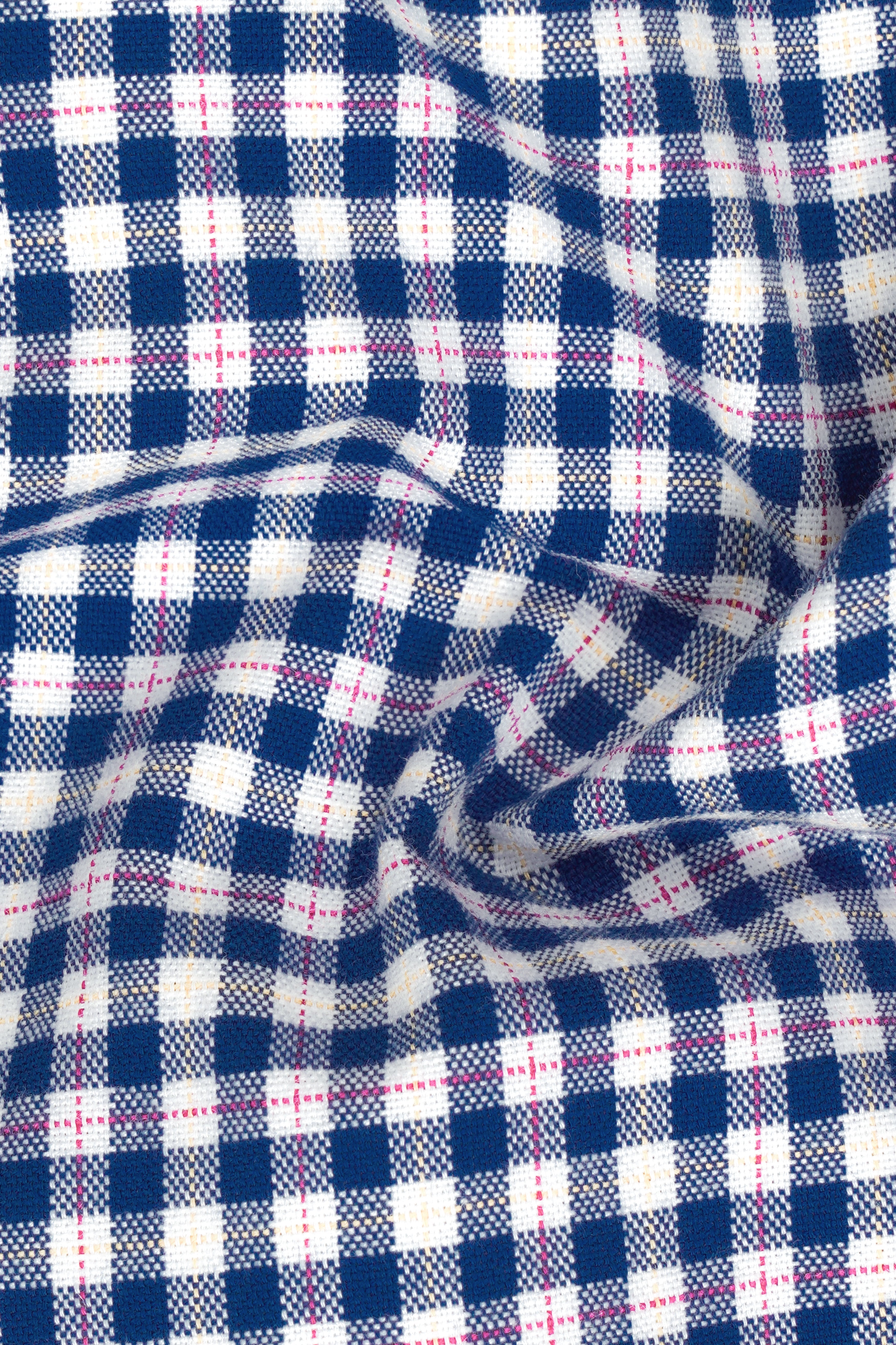 Seabreeze-Biscay Blue And Bright White Gingham Checked Oxford Premium Cotton Shirt