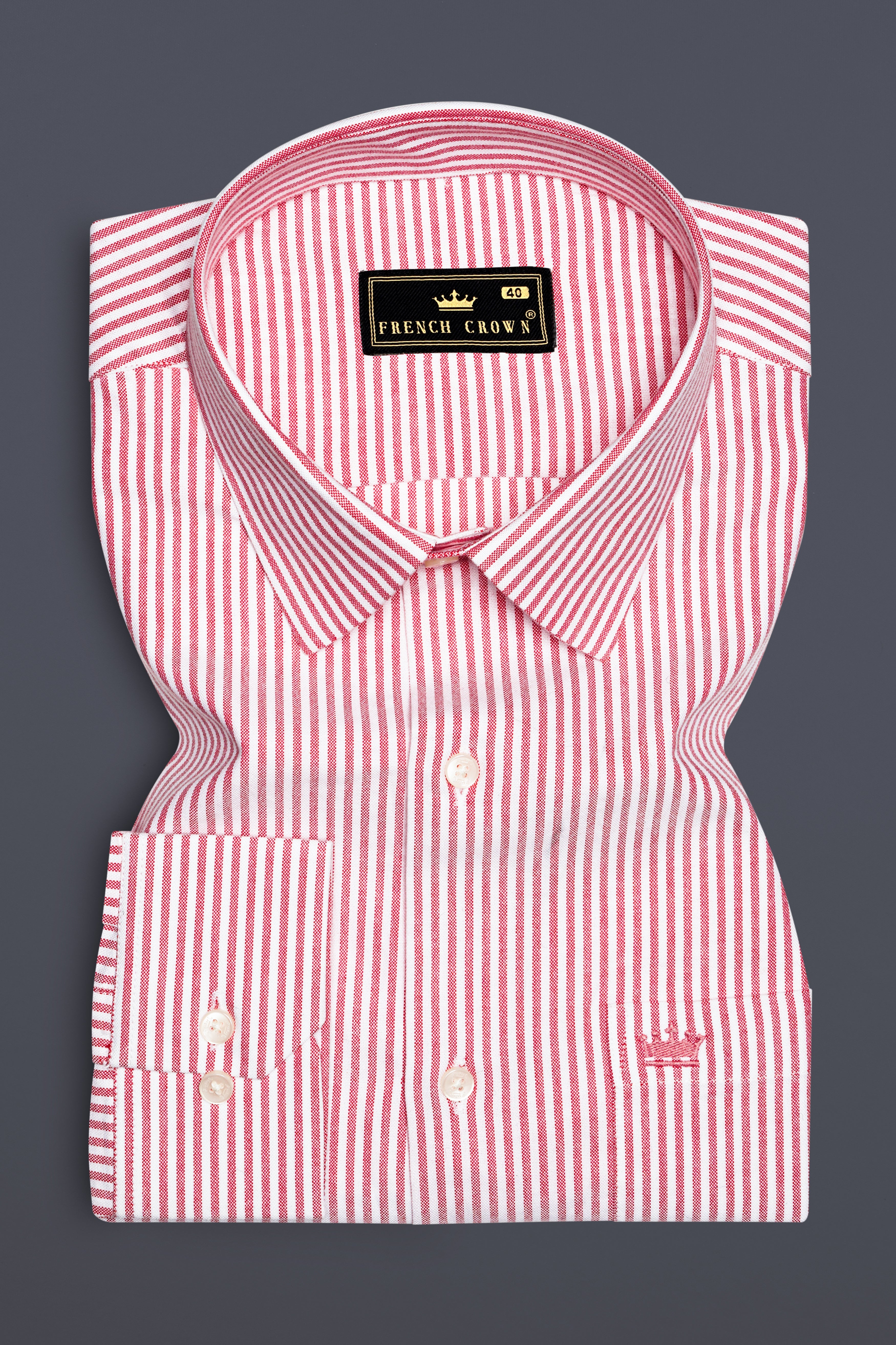 Rose Quartz-Cadillac Pink And Bright White Striped Oxford Premium Cotton Shirt Rose Quartz-Cadillac Pink And Bright White Striped Oxford Premium Cotton Shirt