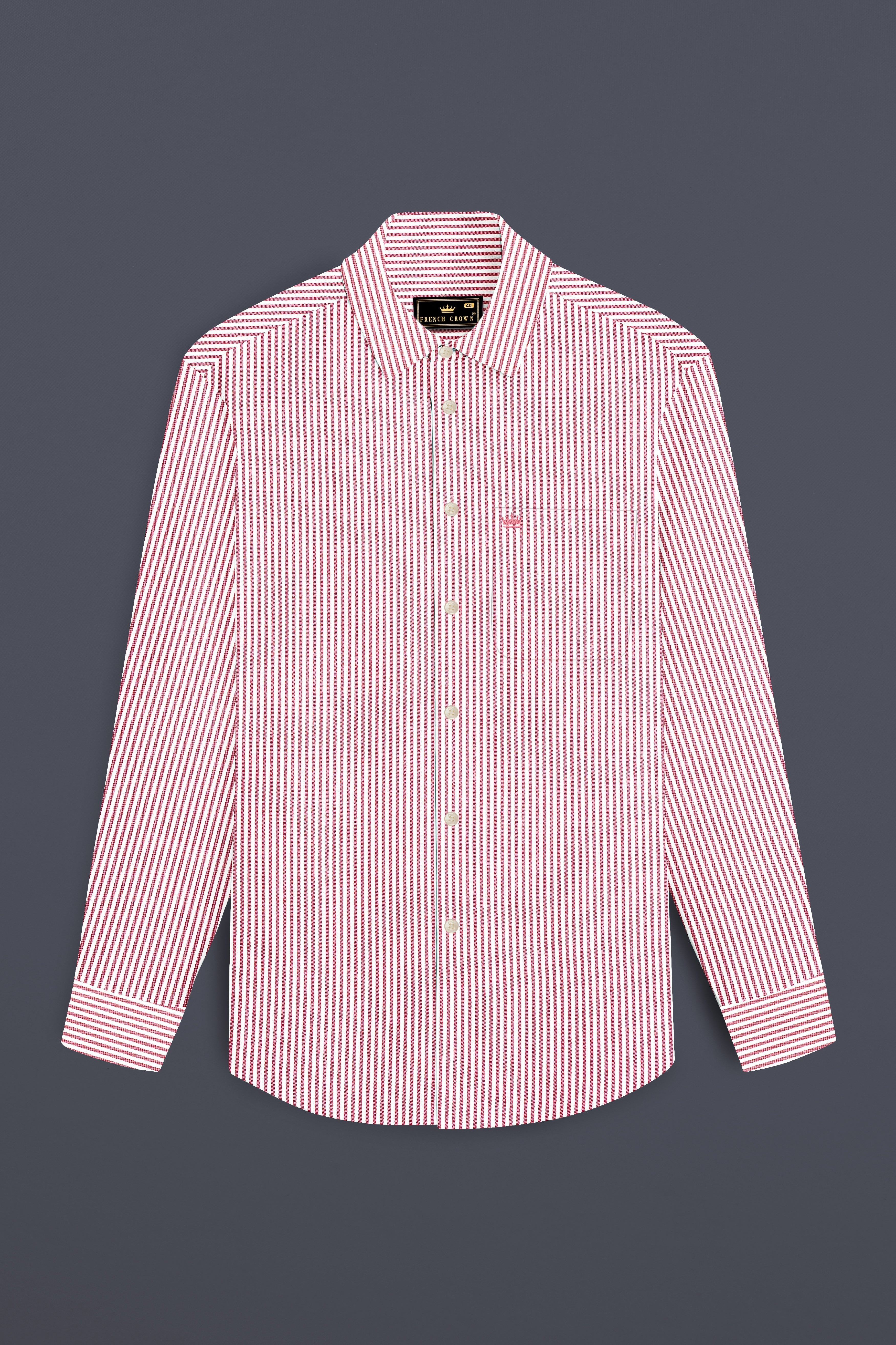 Rose Quartz-Cadillac Pink And Bright White Striped Oxford Premium Cotton Shirt