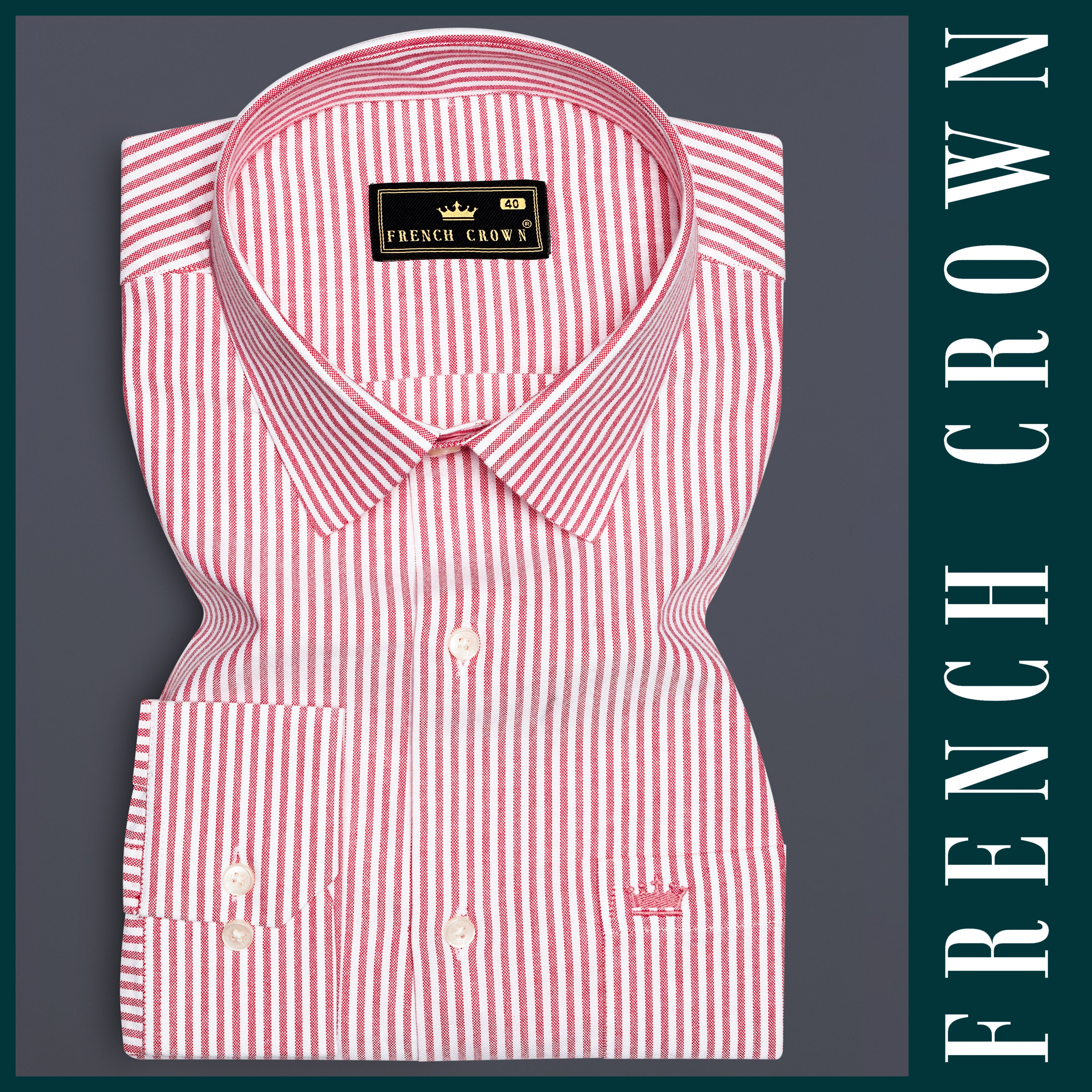 Rose Quartz-Cadillac Pink And Bright White Formal Stripes Premium Cotton Shirt For Men