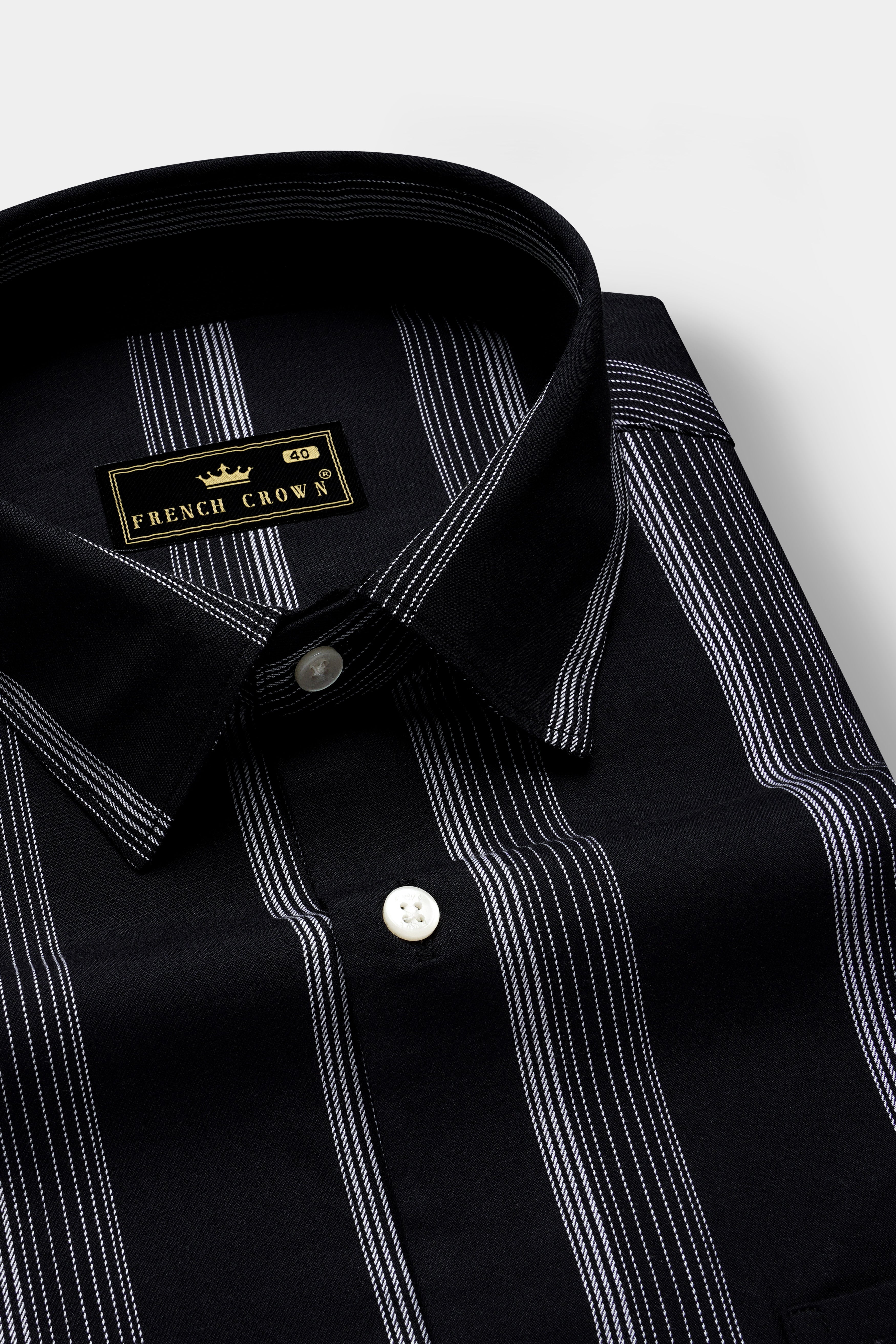 Onyx-Jade Black Striped Oxford Premium Cotton Shirt