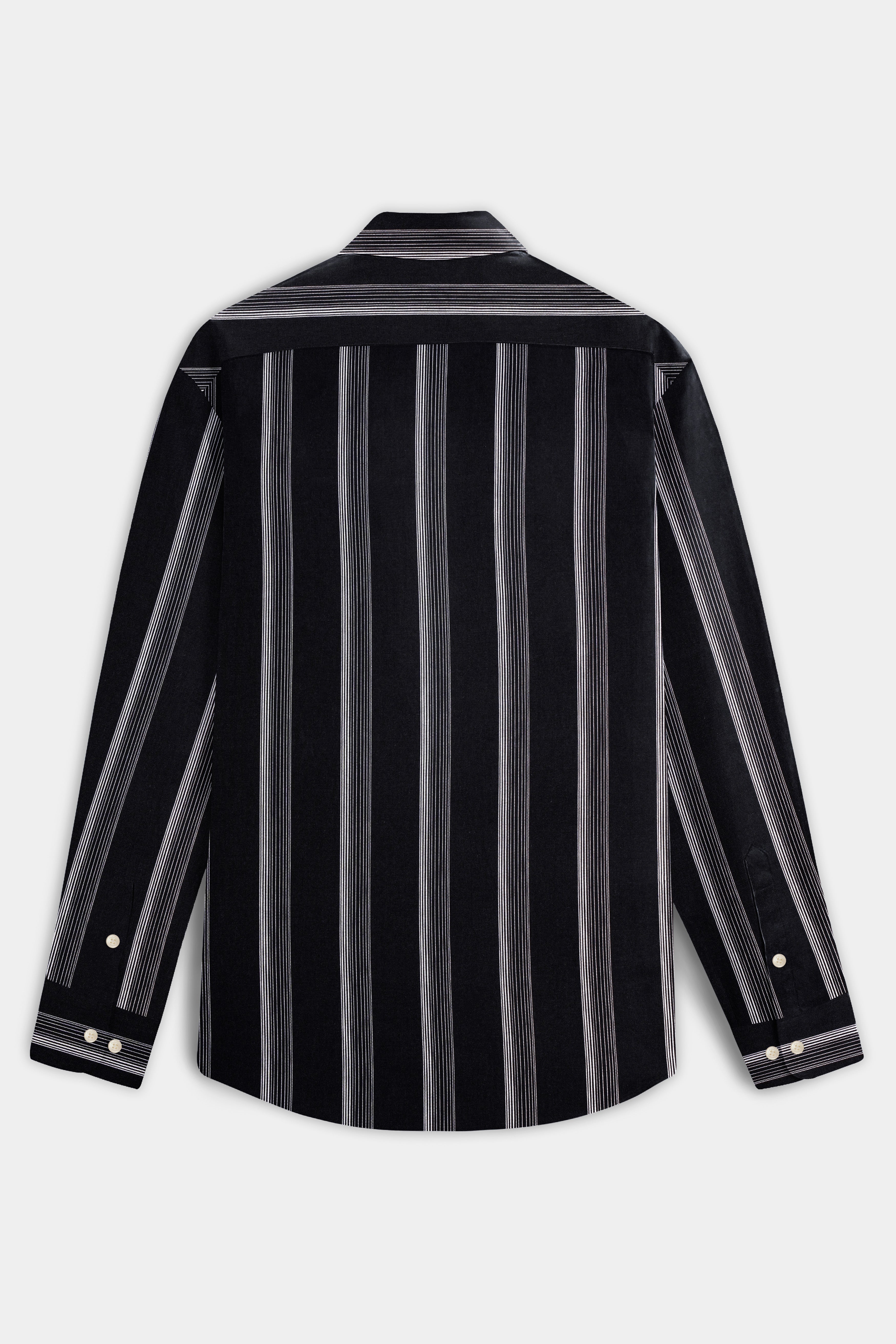 Onyx-Jade Black Striped Oxford Premium Cotton Shirt