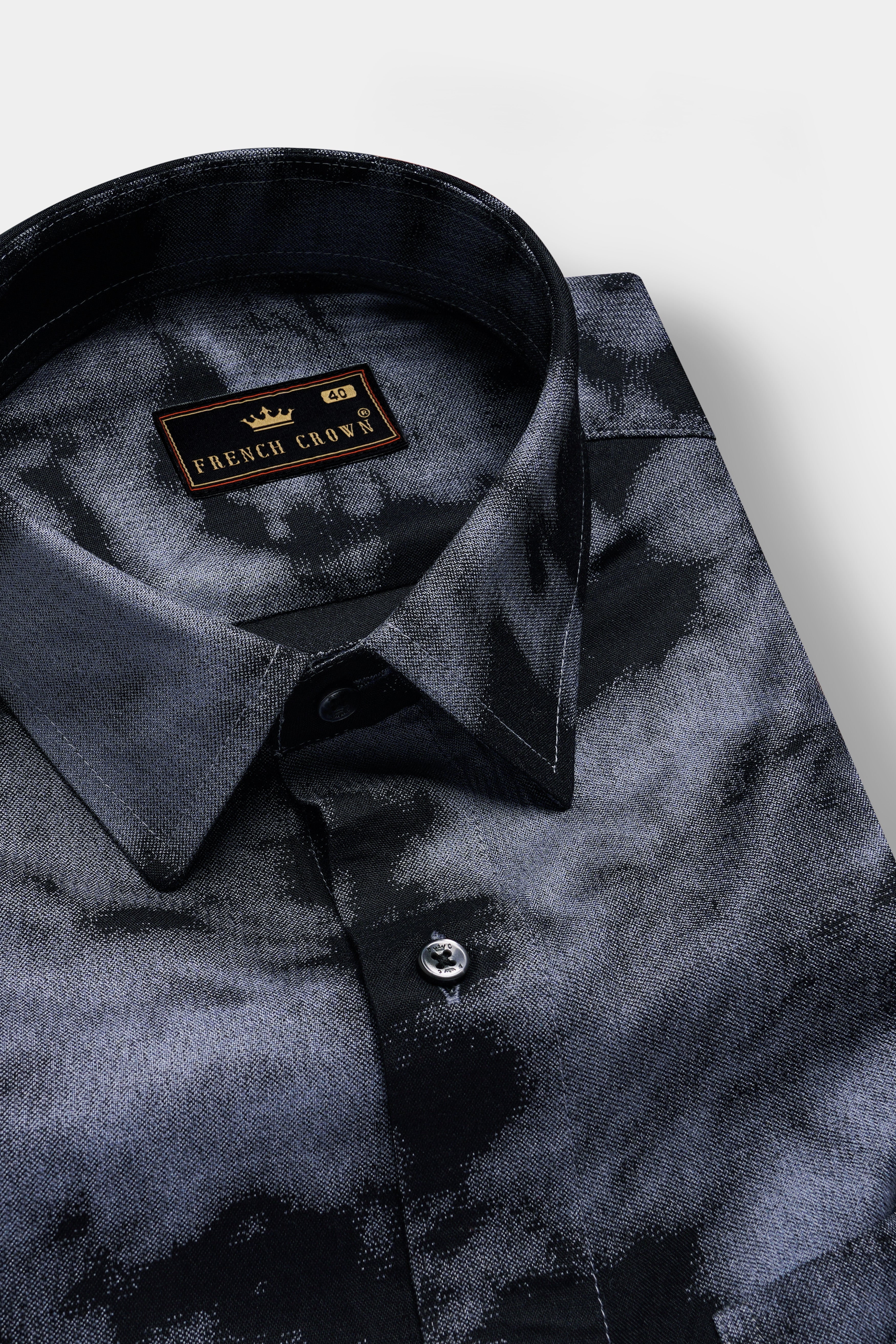 Obsidian Mist-Venus Gray And Mako Black Tie and Dye Printed Super Soft Premium Tencel Shirt