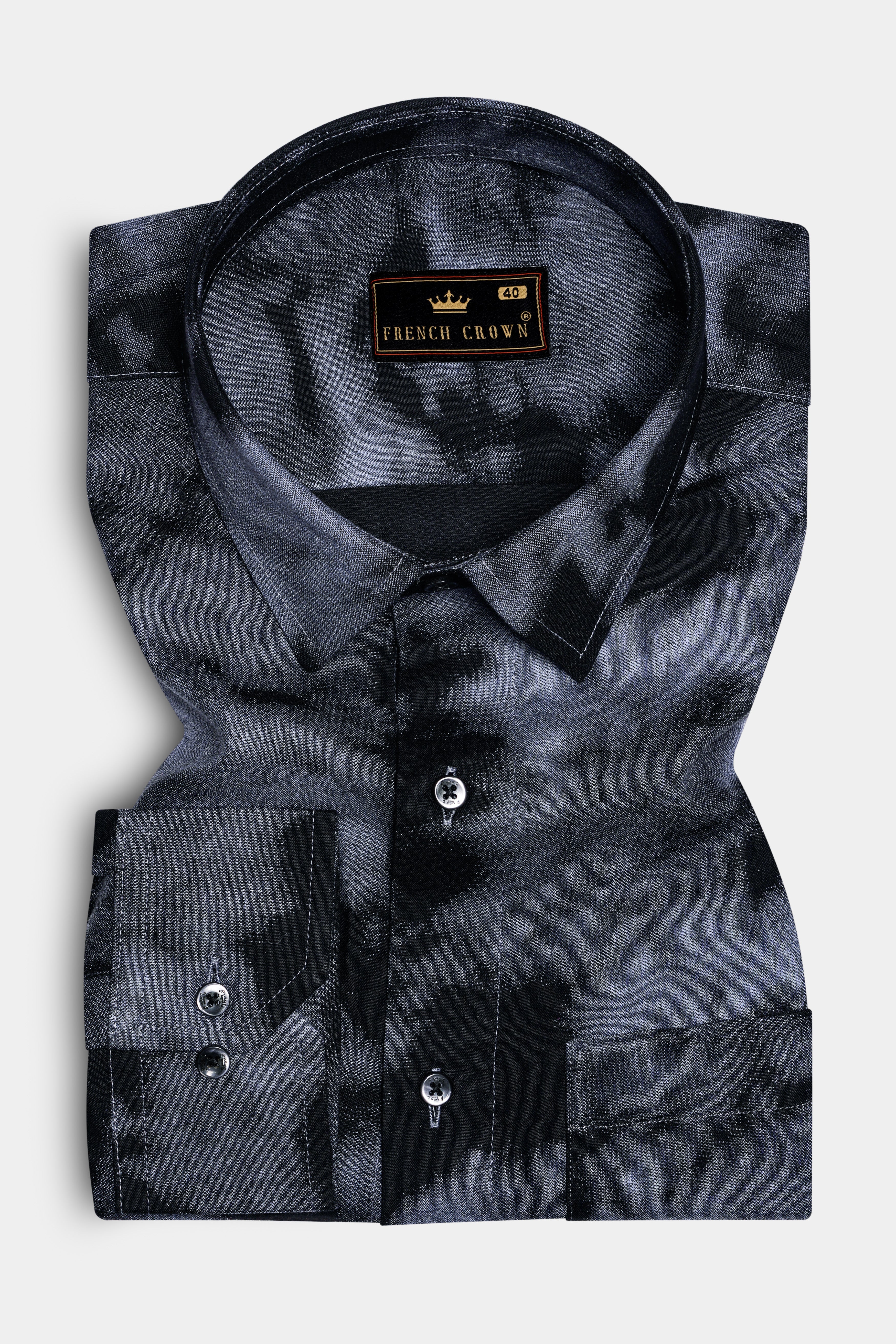 Obsidian Mist-Venus Gray And Mako Black Tie and Dye Printed Super Soft Premium Tencel Shirt