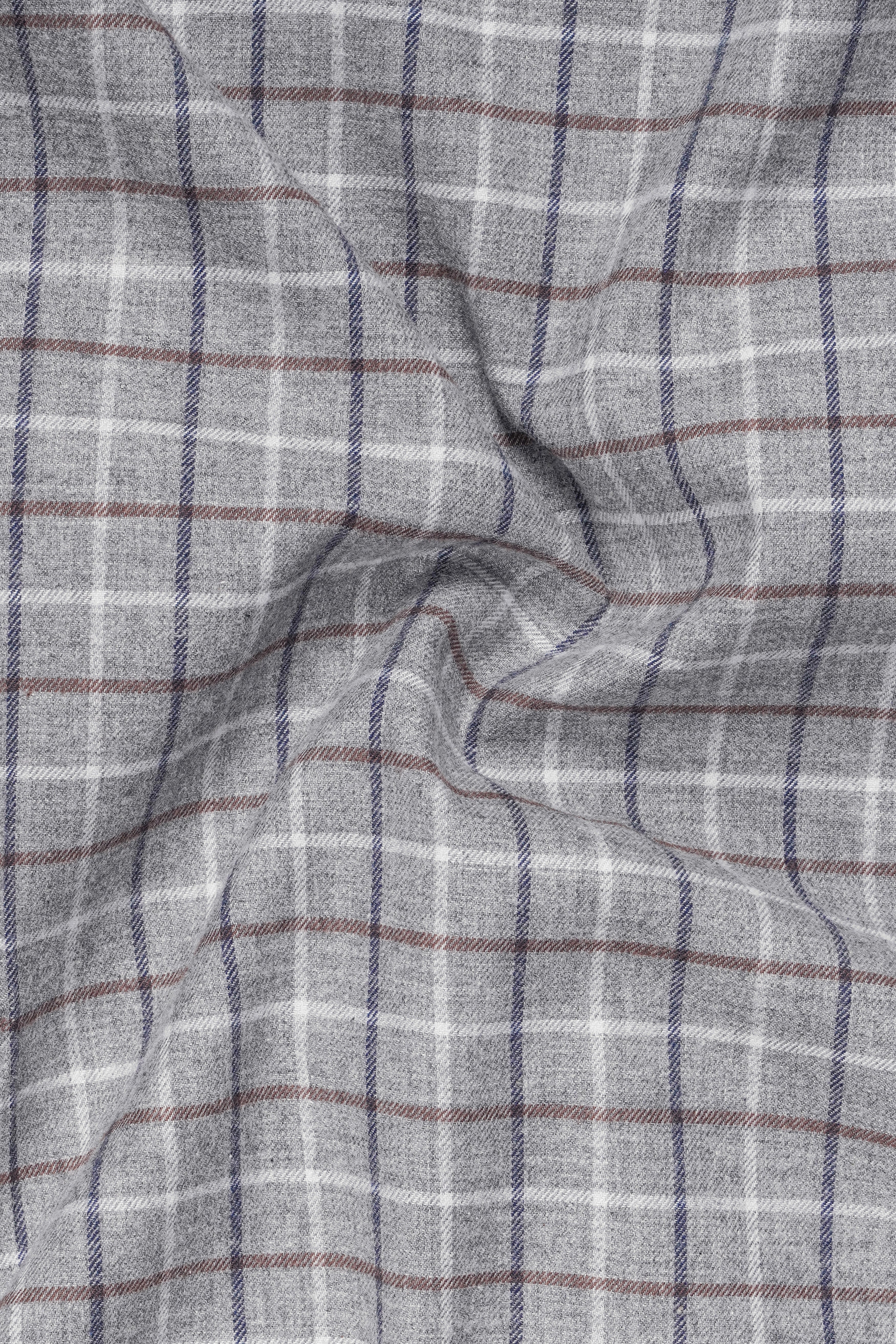 MistTartan-Celeste Gray Checked Flannel Premium Cotton Overshirt/shacket