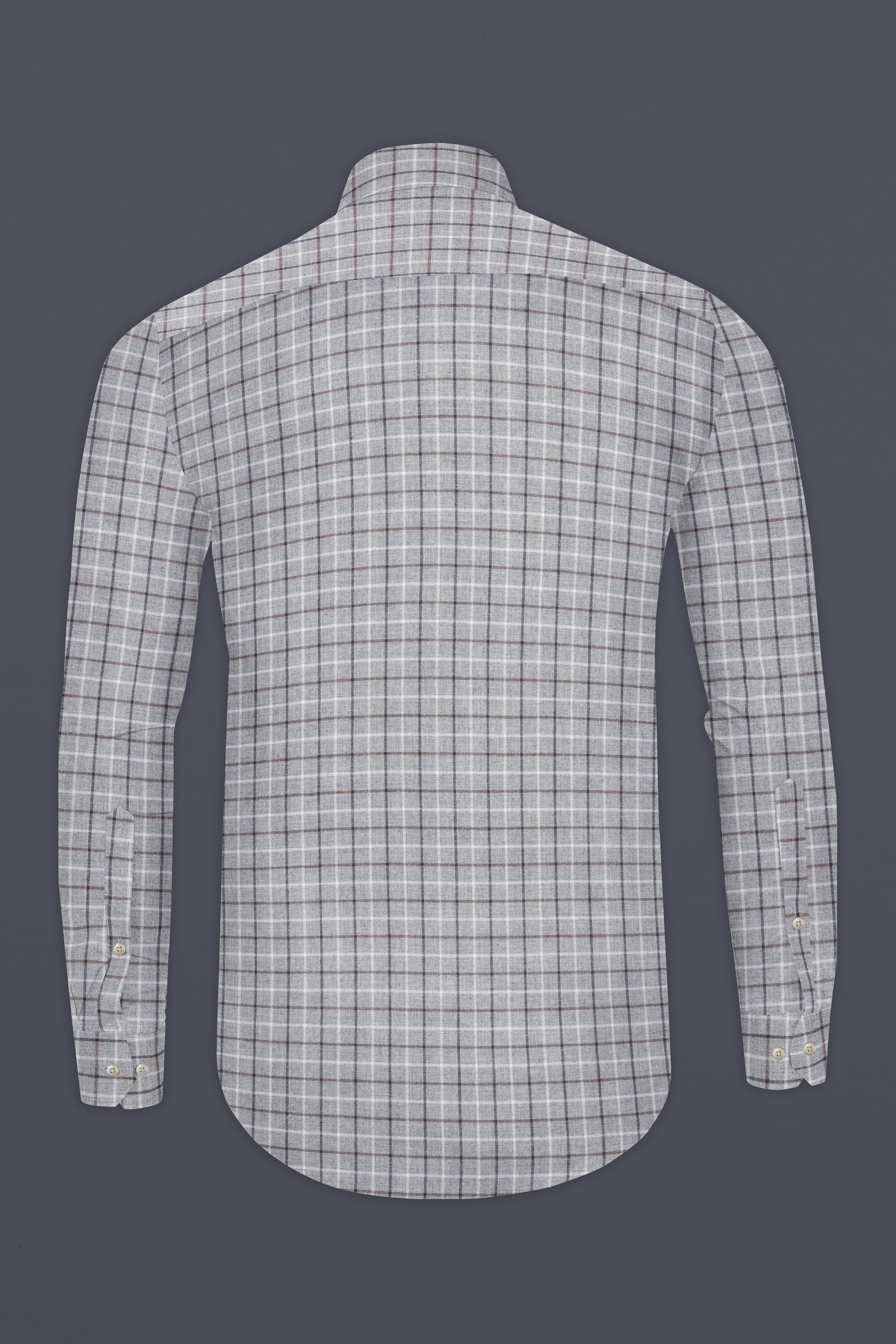 MistTartan-Celeste Gray Checked Flannel Premium Cotton Overshirt/shacket