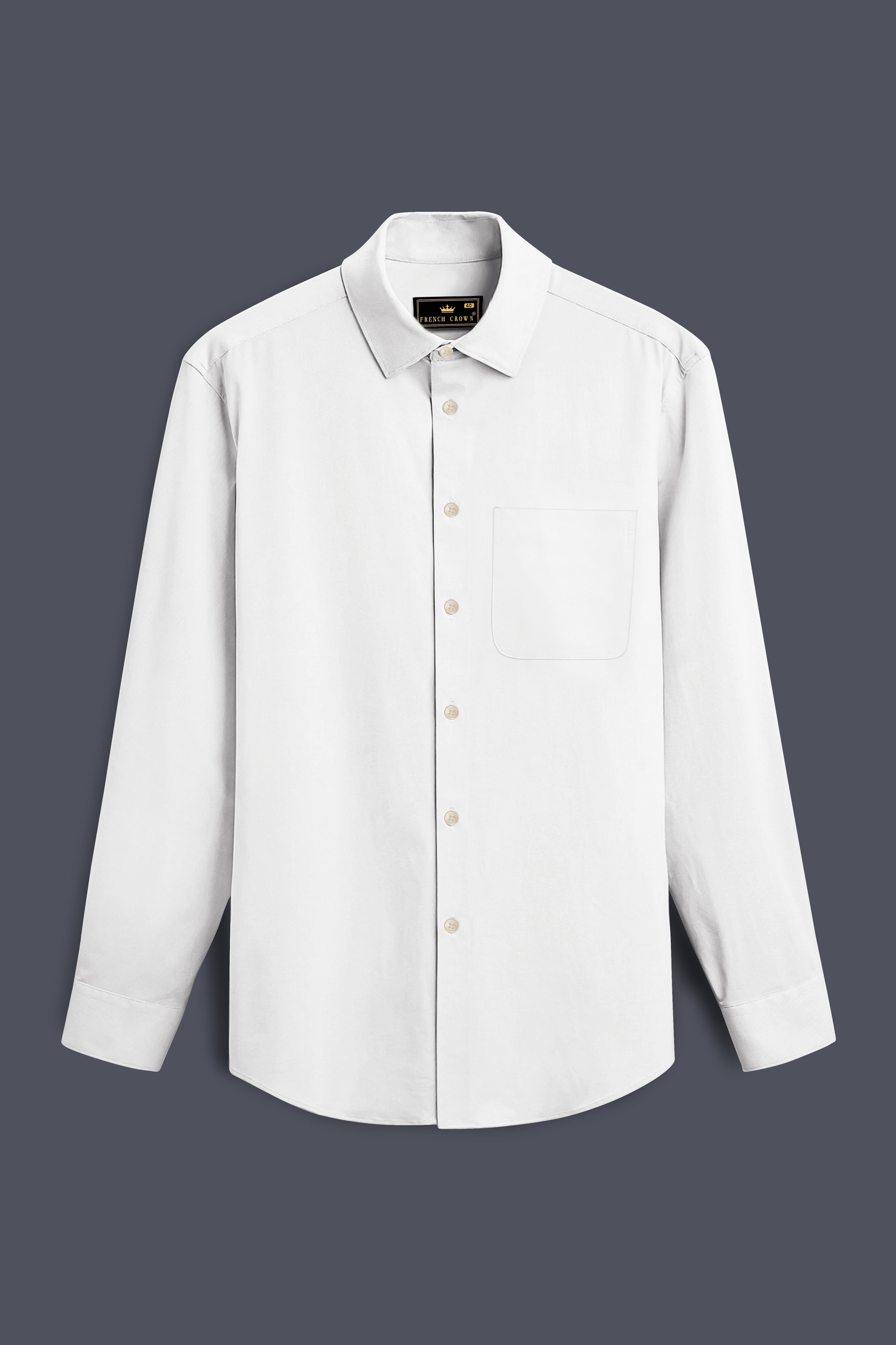 IvoryCraft-Bright White Solid Oxford Premium Cotton Shirt