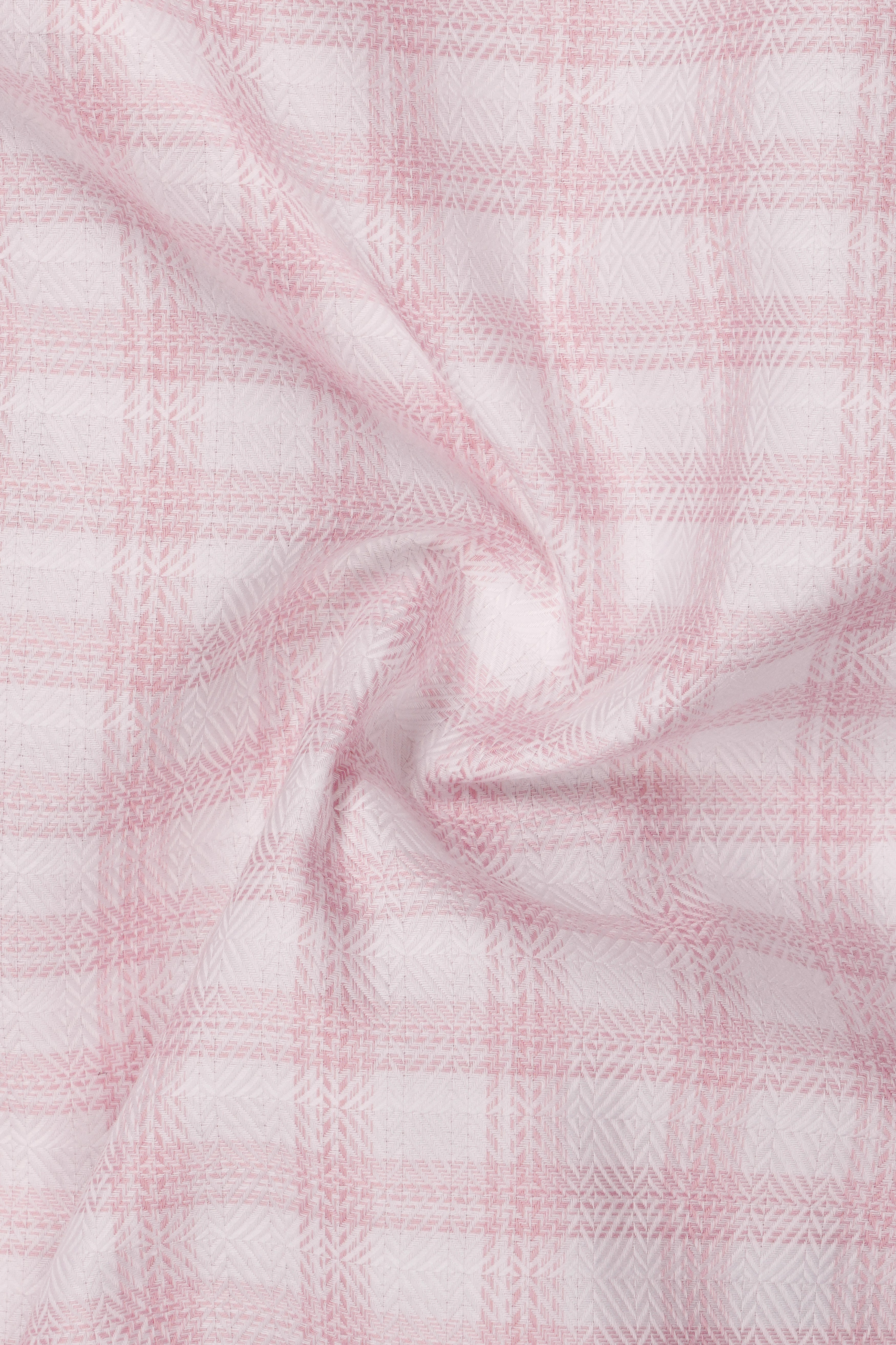 RosyTapestry-Bizarre pink Plaid Jacquard Textured Premium Cotton Shirt