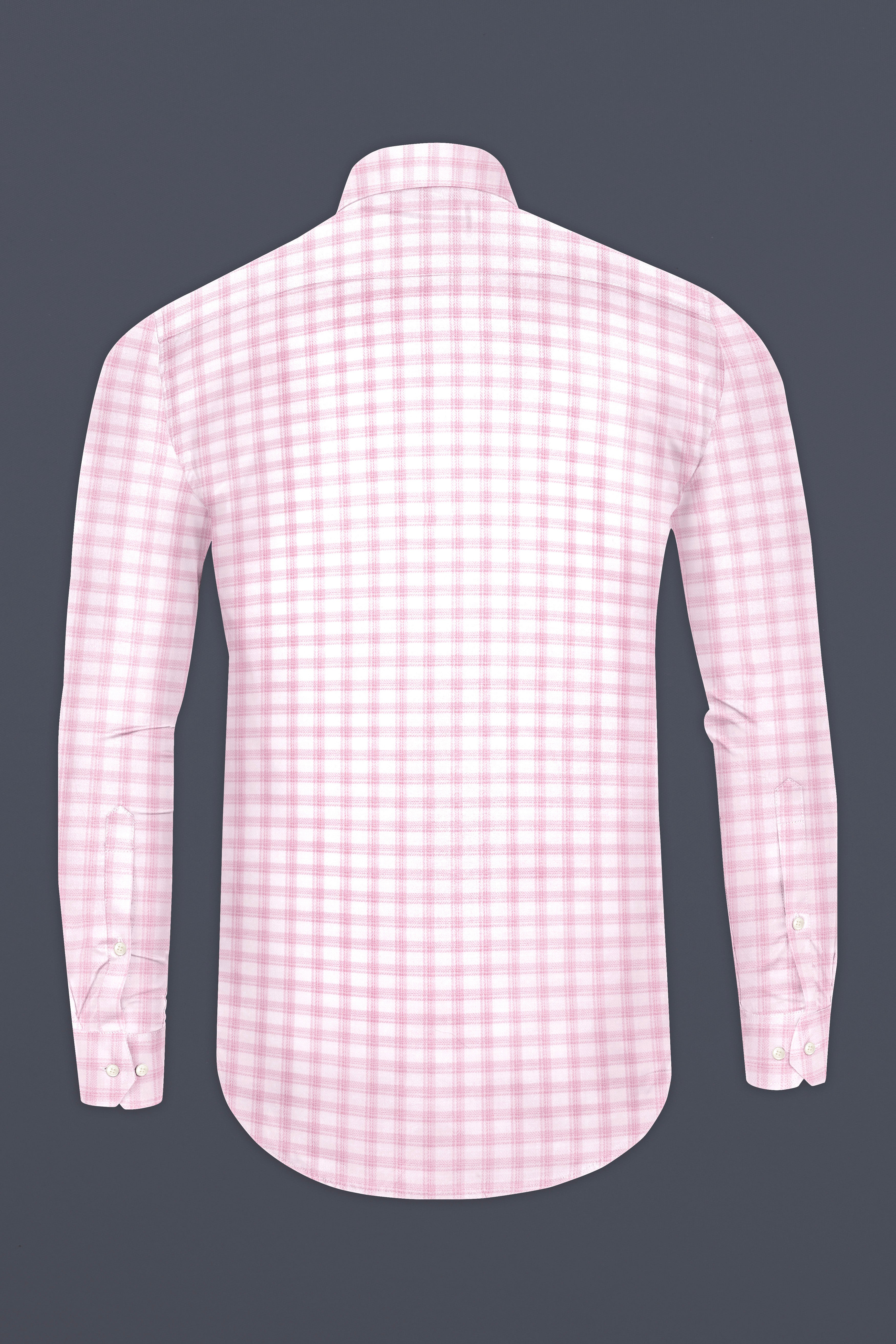 RosyTapestry-Bizarre pink Plaid Jacquard Textured Premium Cotton Dress Shirt