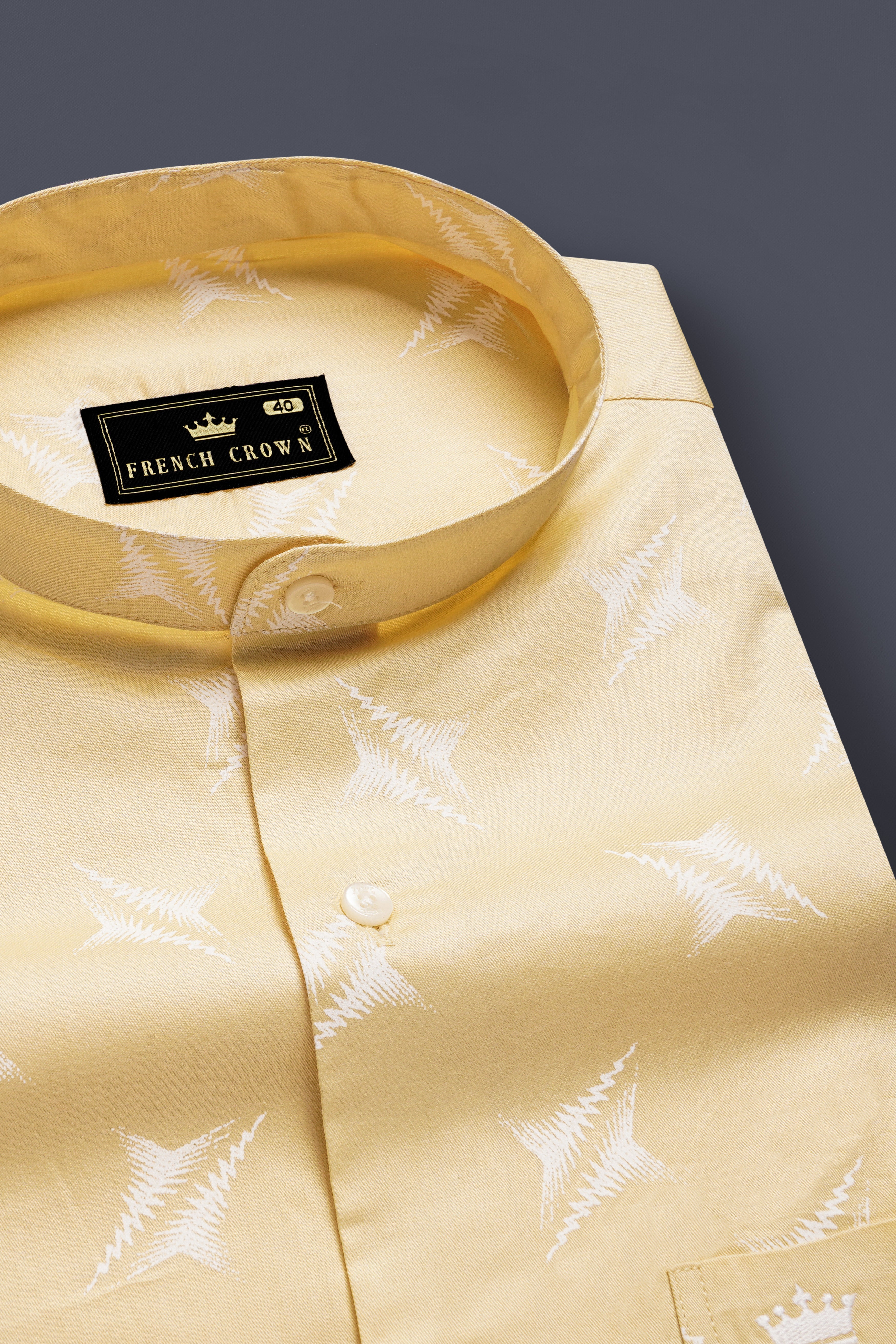 LuminousSun-Chamois Yellow Printed Subtle Sheen Super Soft Premium Cotton Shirt