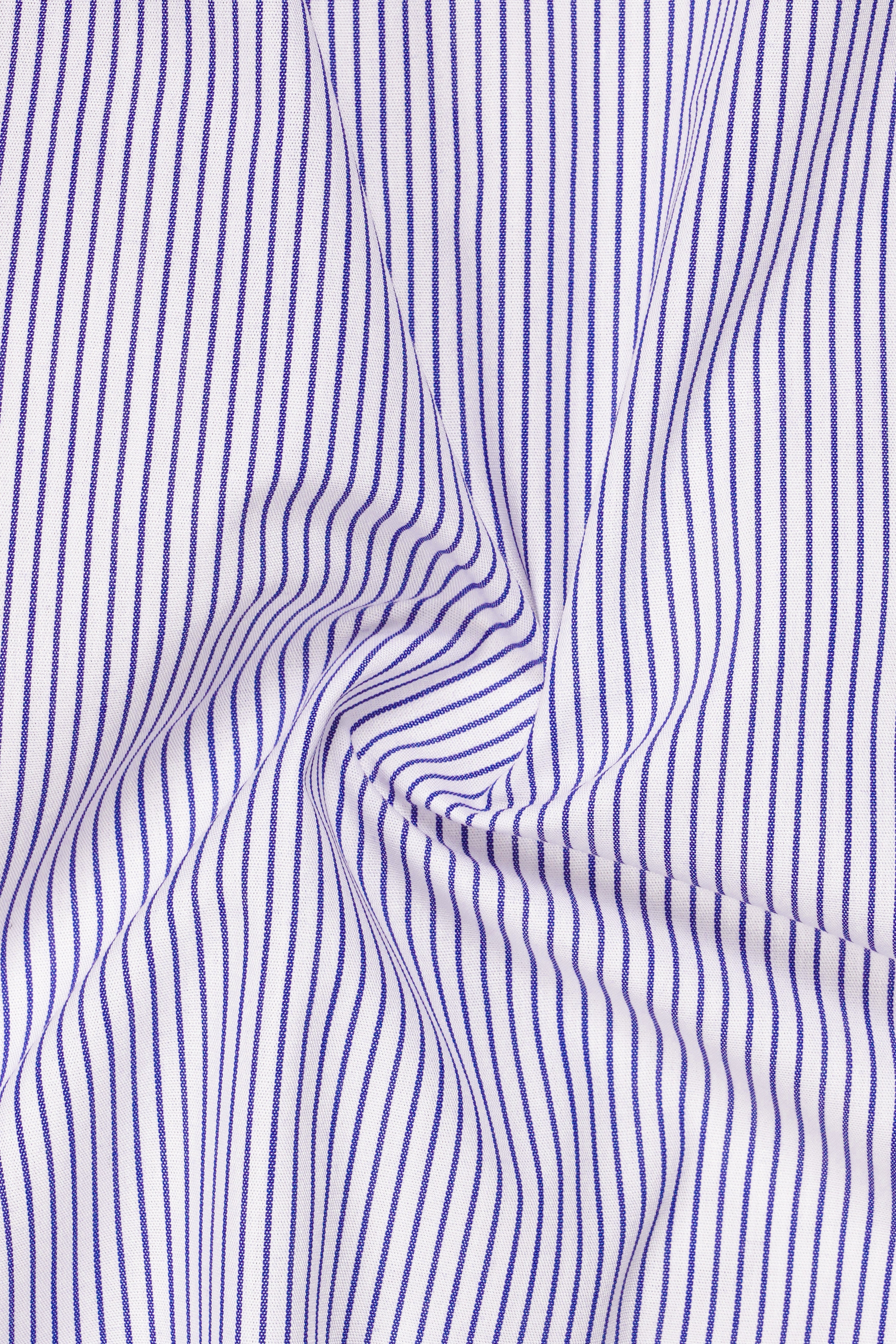 Violet Blue And Bright White Striped Premium Giza Cotton Dress Shirt