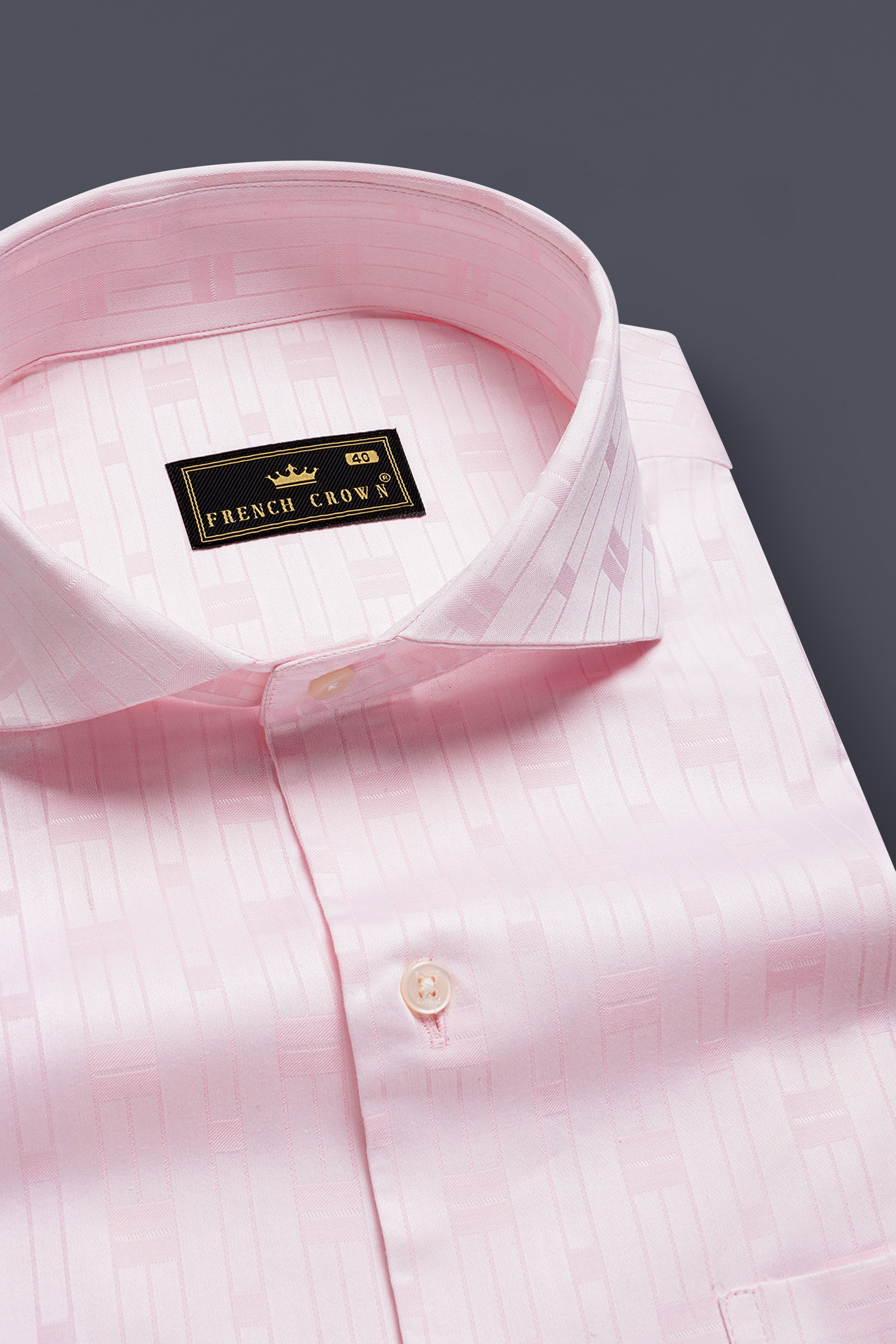 Blush Velvet-Vanilla Ice Pink Jacquard Textured Premium Cotton Dress Shirt