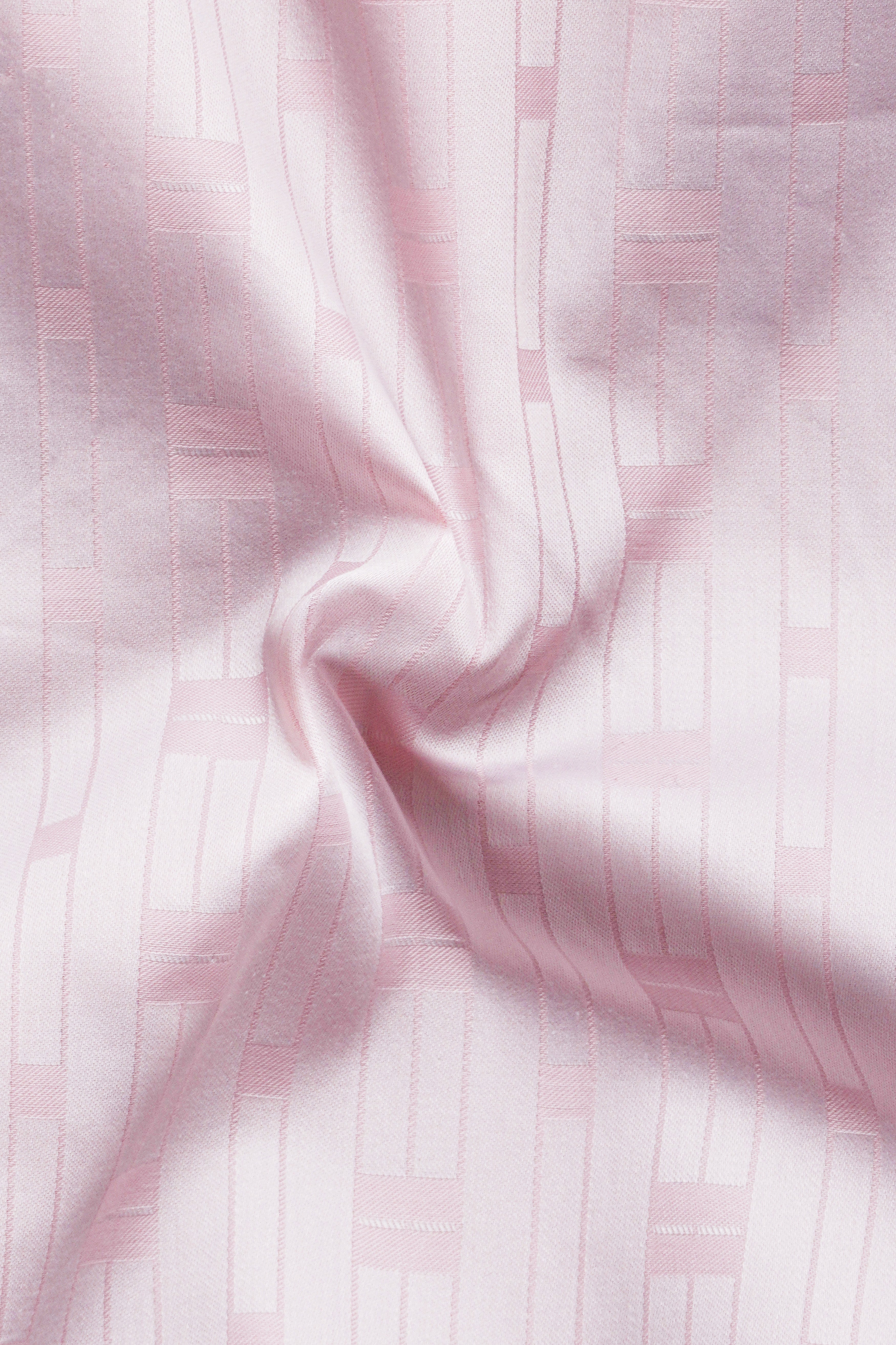 Blush Velvet-Vanilla Ice Pink Jacquard Textured Premium Cotton Shirt