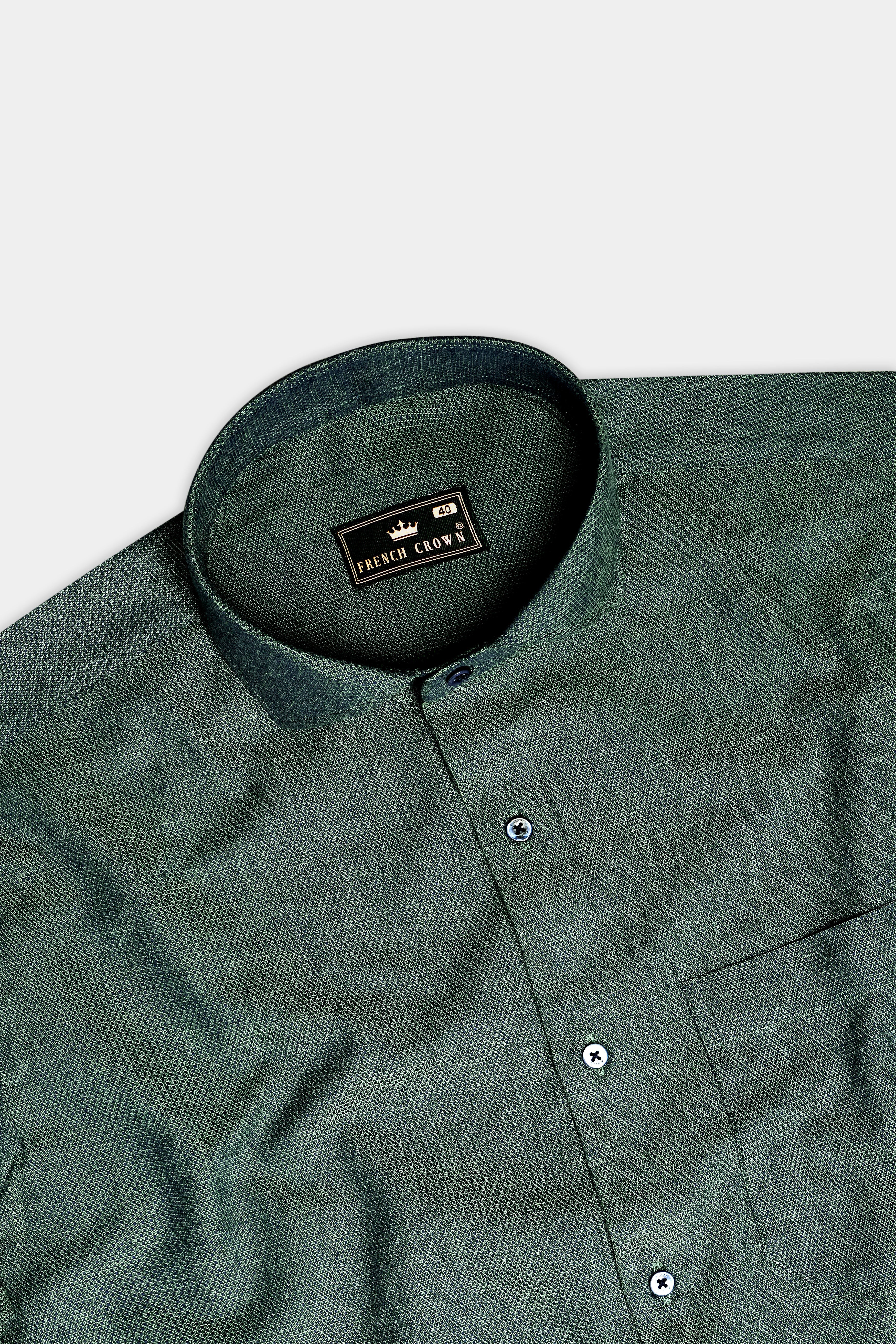 Evergreen Luxe-Timber Green Dobby Textured Premium Giza Cotton Dress Shirt