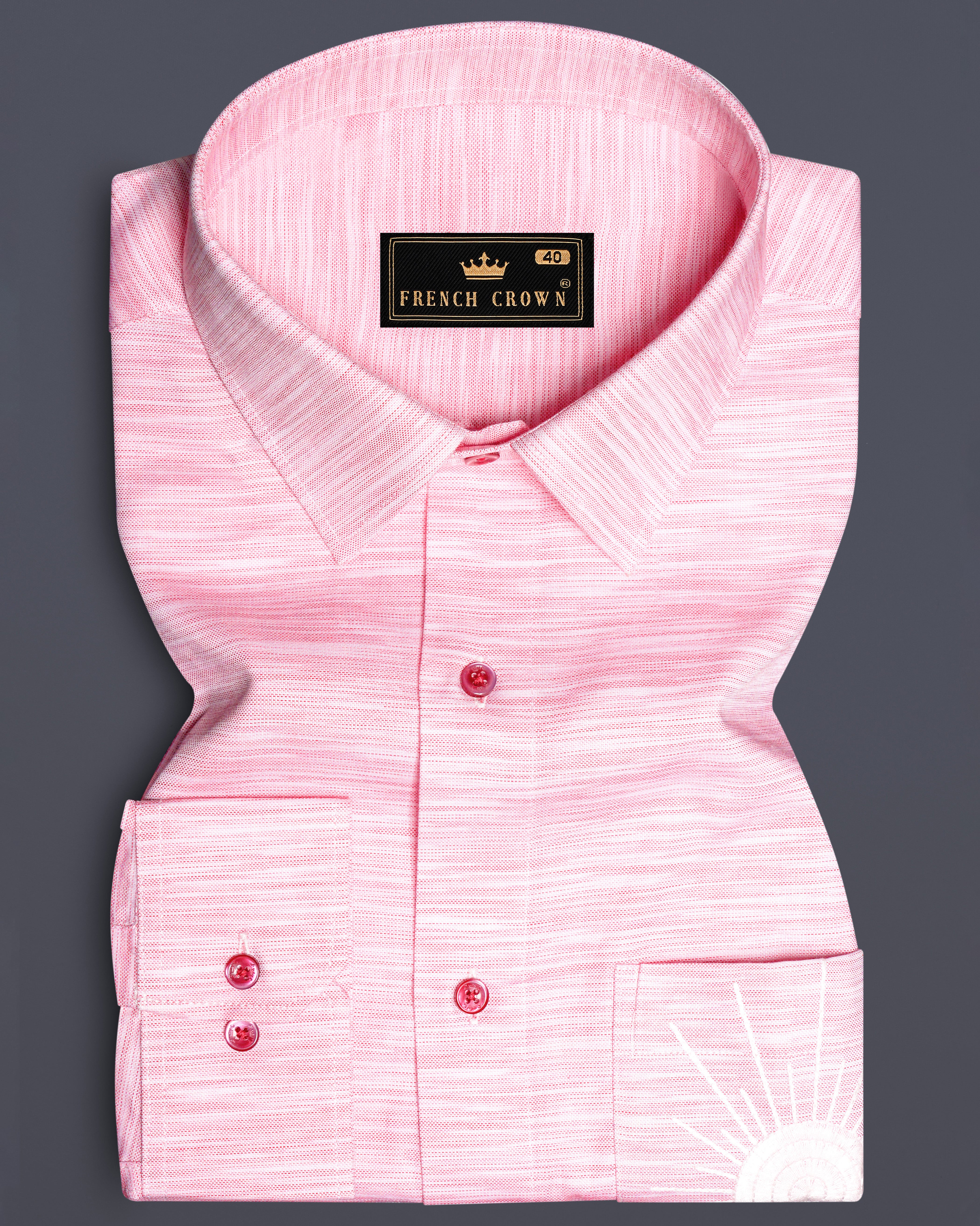 Sunrise Blush-Careys Pink Casual Textured Premium Cotton Shirt for Men 15in / 38cm / Xs / Full Sleeves Sunrise Blush-Careys Pink Casual Textured Premium Cotton Shirt for Men 15in / 38cm / Xs / Full Sleeves