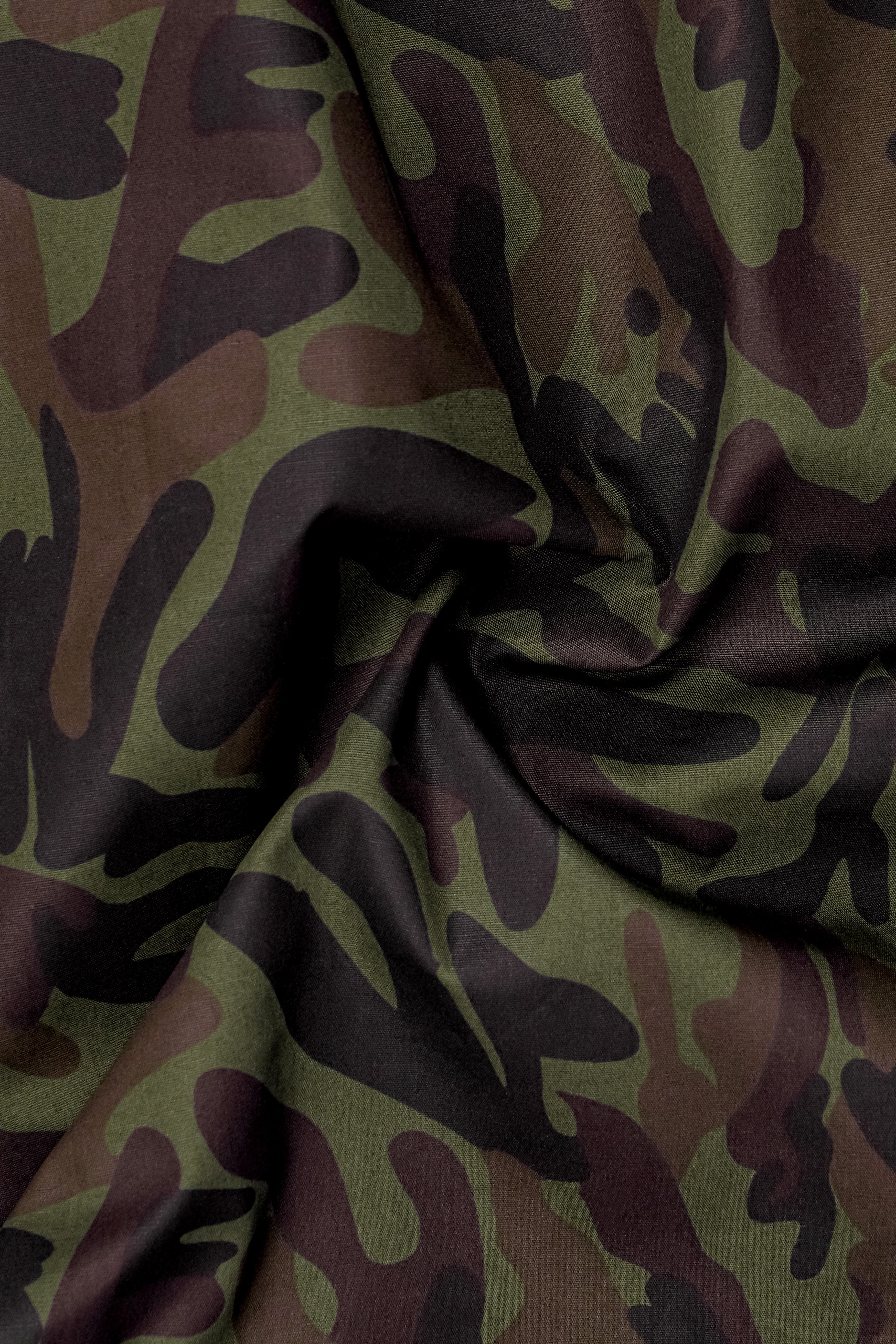 Camouflage-Finch Green And Taupe Brown Military Printed Oxford Premium Cotton Casual Designer Shirt