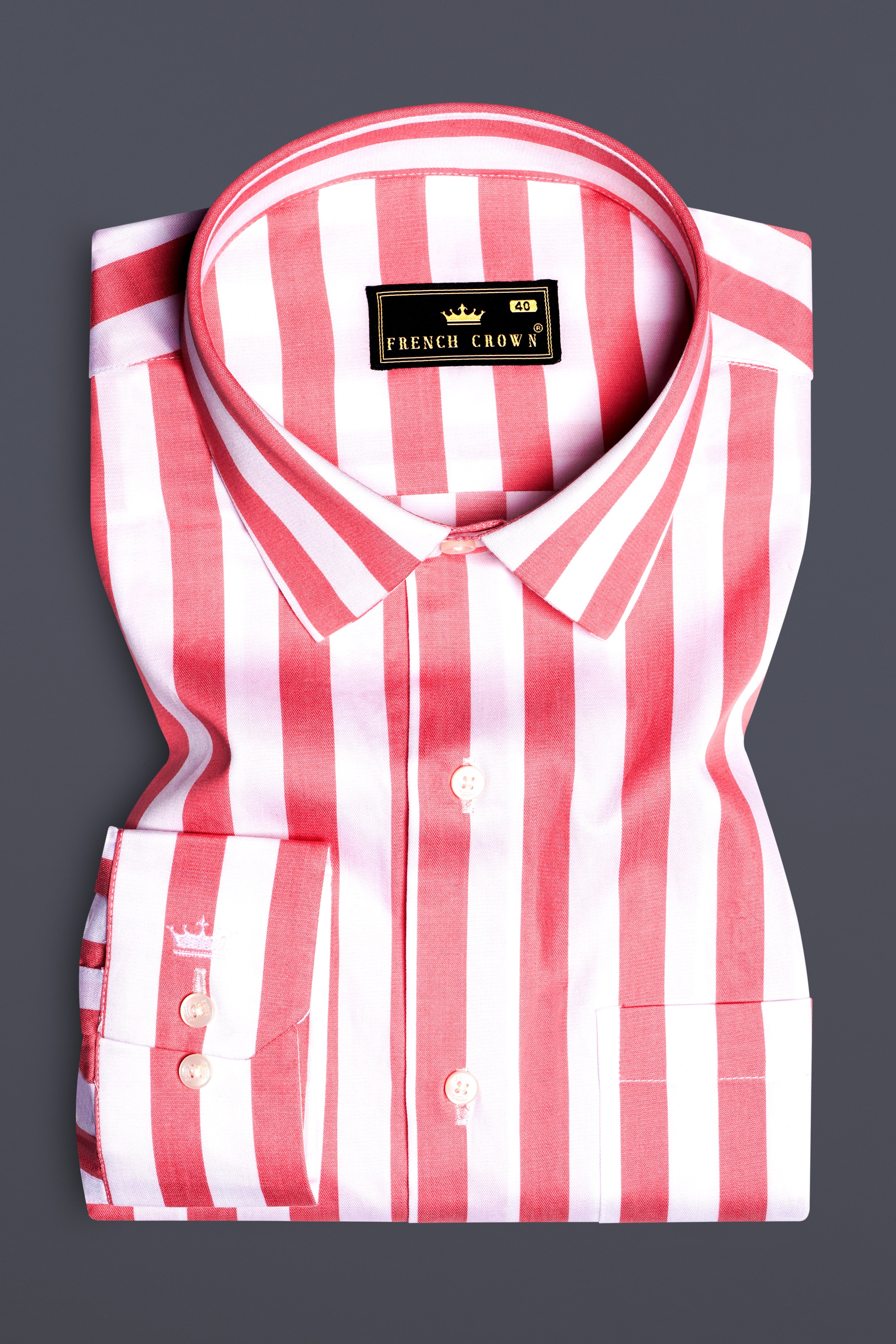 RoseLustre-Cabaret pink And Bright White Striped Subtle Sheen Super Soft Premium Cotton Dress Shirt