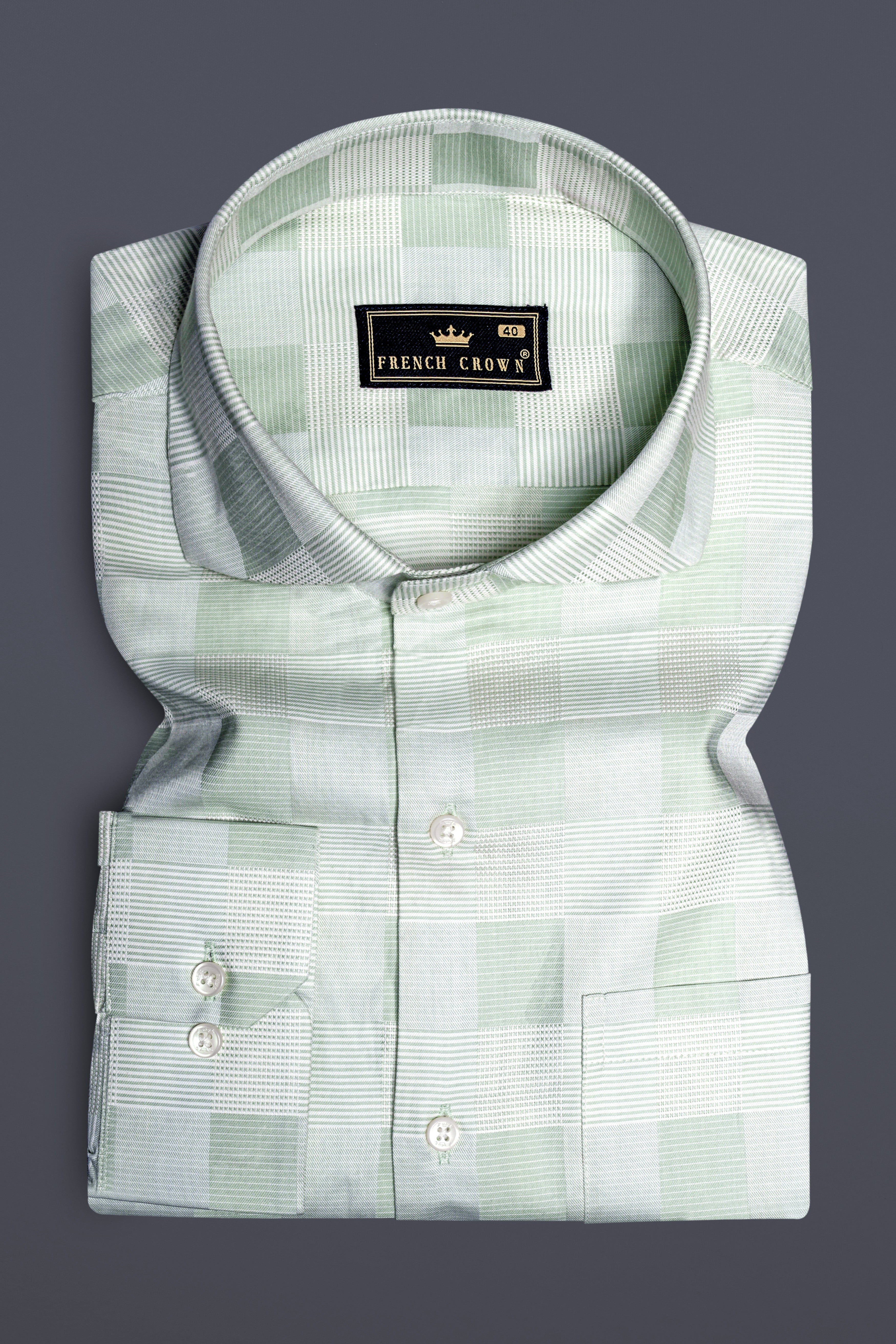 Emerald Gleam-Edward Green Printed Subtle Sheen Super Soft Premium Cotton Dress Shirt