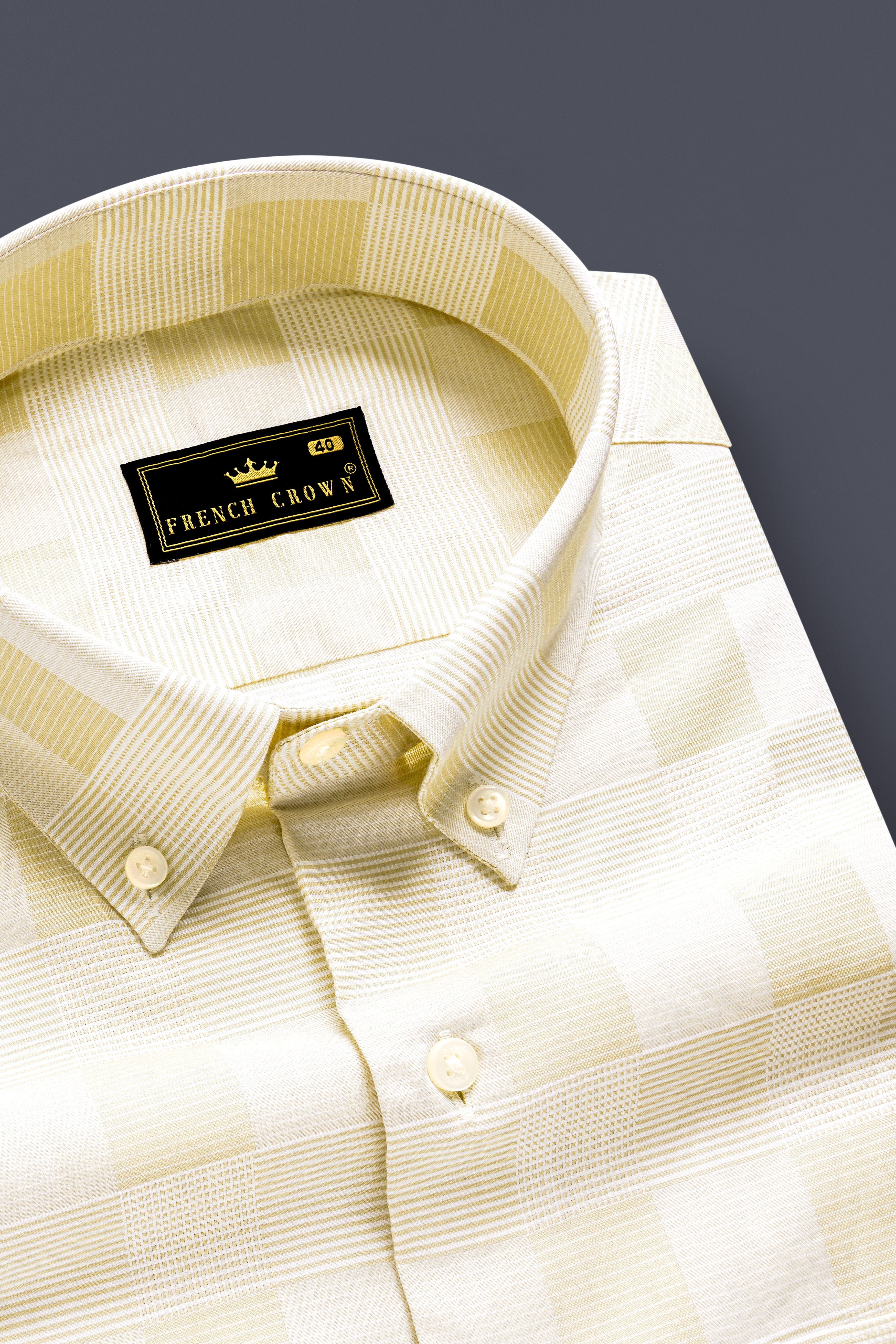 CanarySilk-Raffia yellow Printed Subtle Sheen Super Soft Premium Cotton Dress Shirt