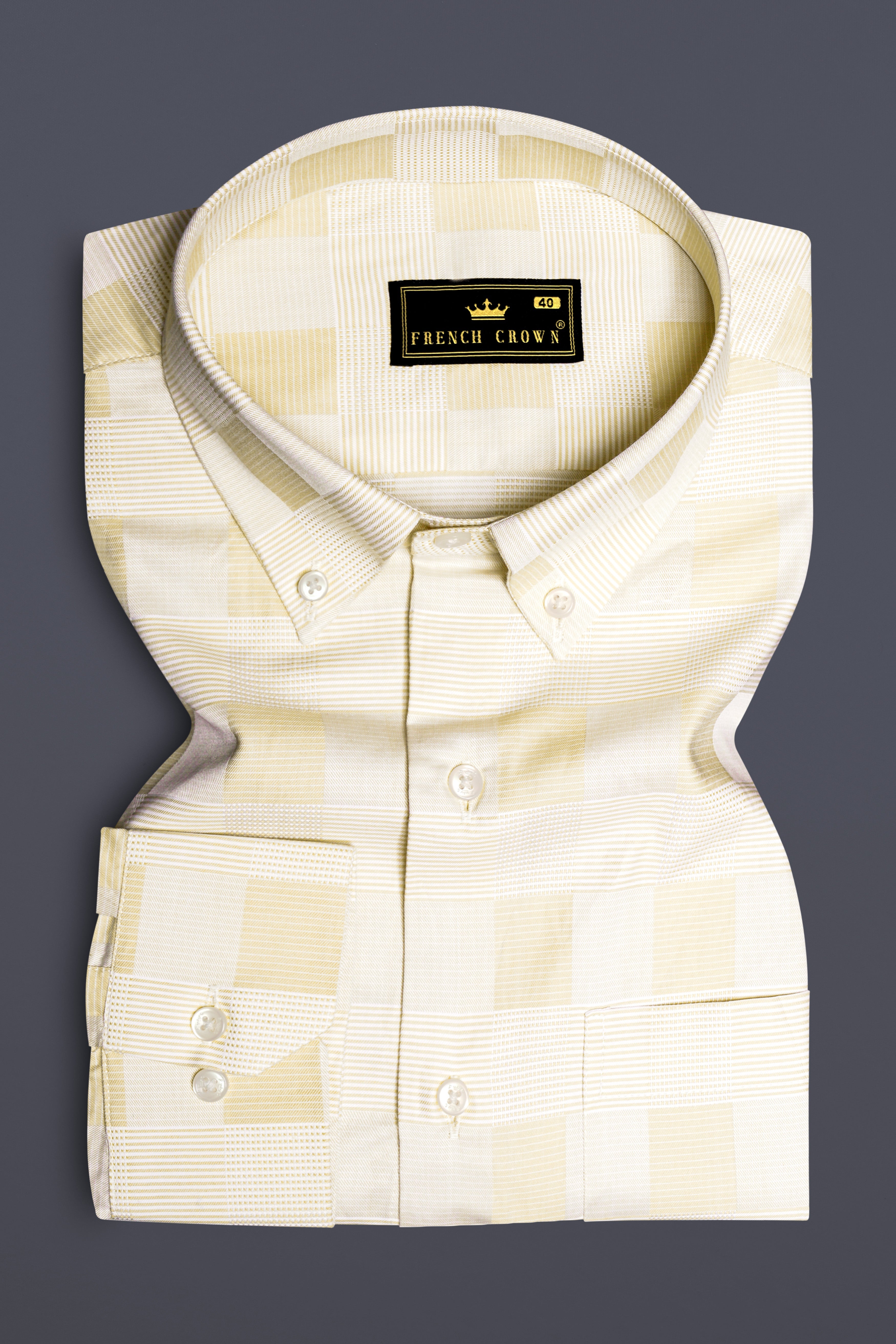 CanarySilk-Raffia yellow Printed Subtle Sheen Super Soft Premium Cotton Dress Shirt