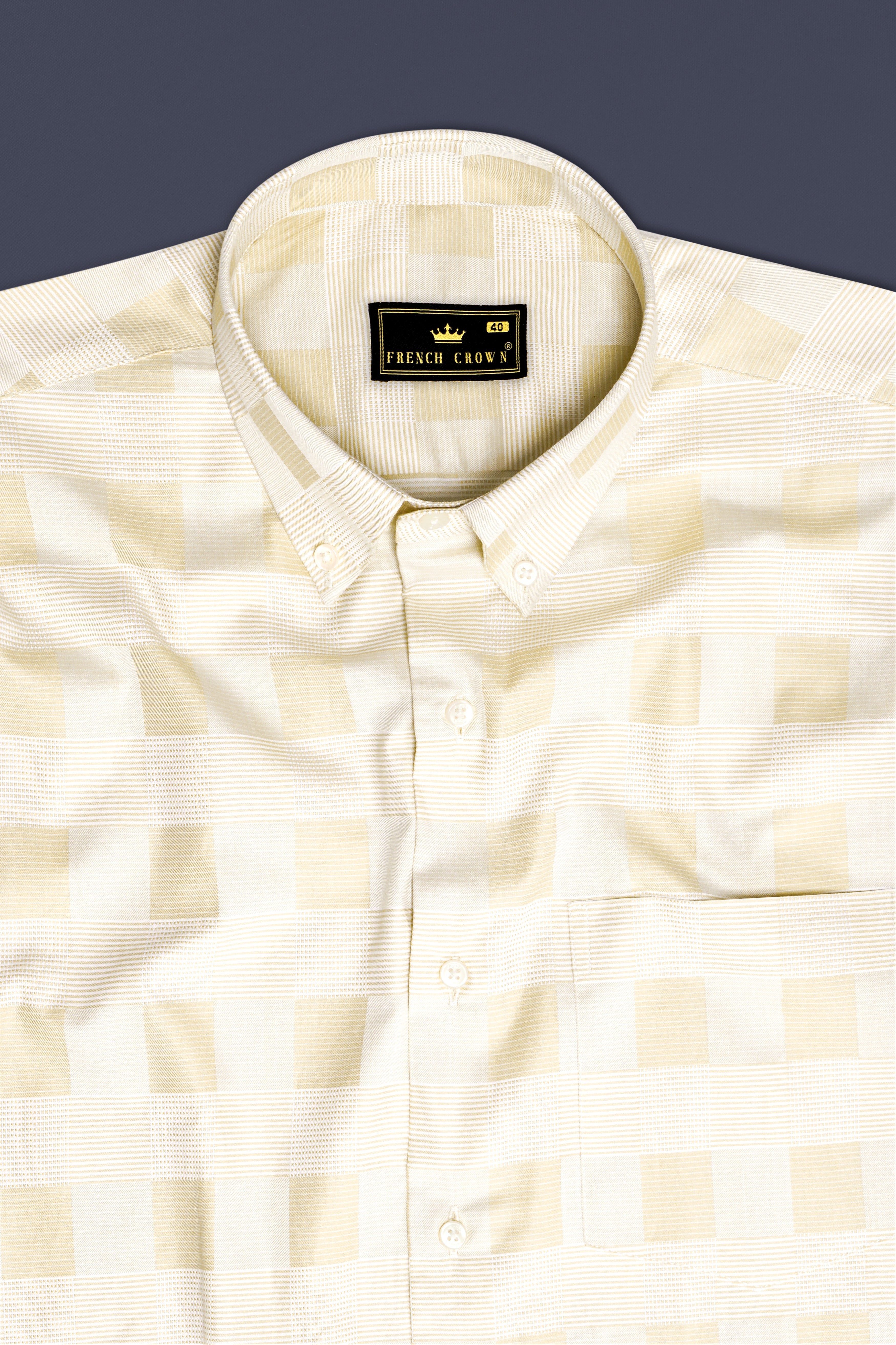 CanarySilk-Raffia yellow Printed Subtle Sheen Super Soft Premium Cotton Dress Shirt