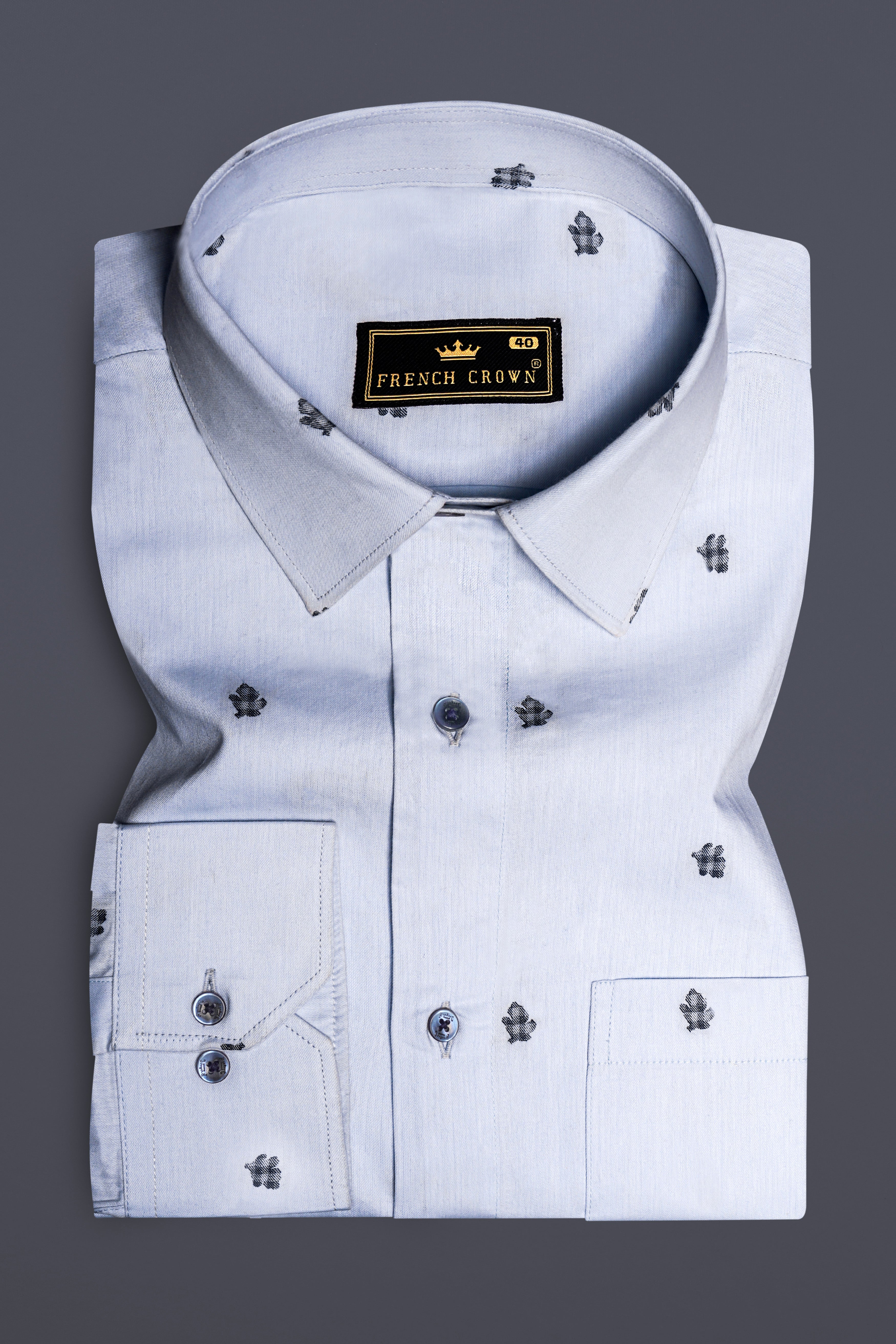 Casper Blue Jacquard Butta Textured Premium Giza Cotton Dress Shirt