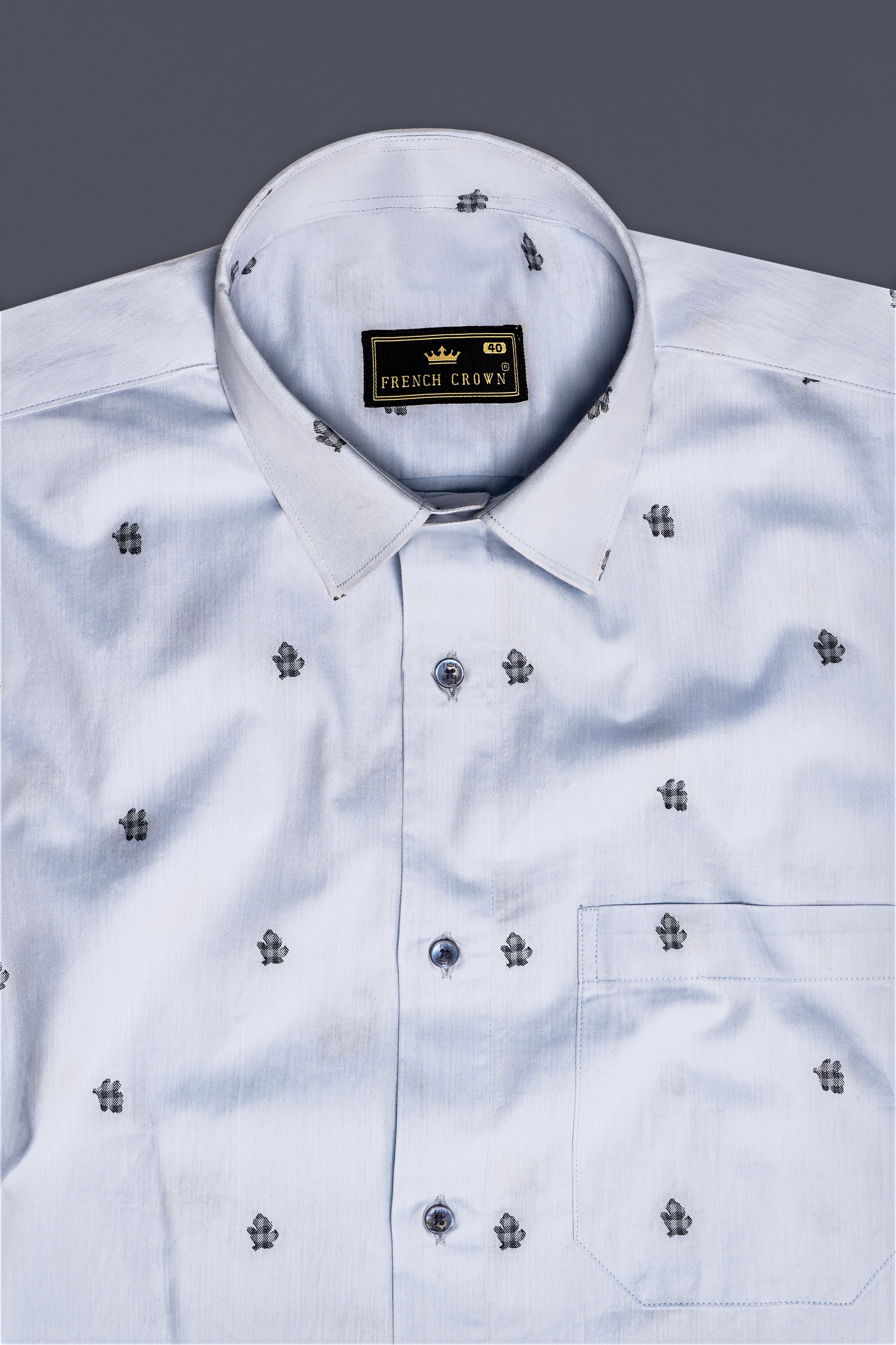 Casper Blue Jacquard Butta Textured Premium Giza Cotton Dress Shirt