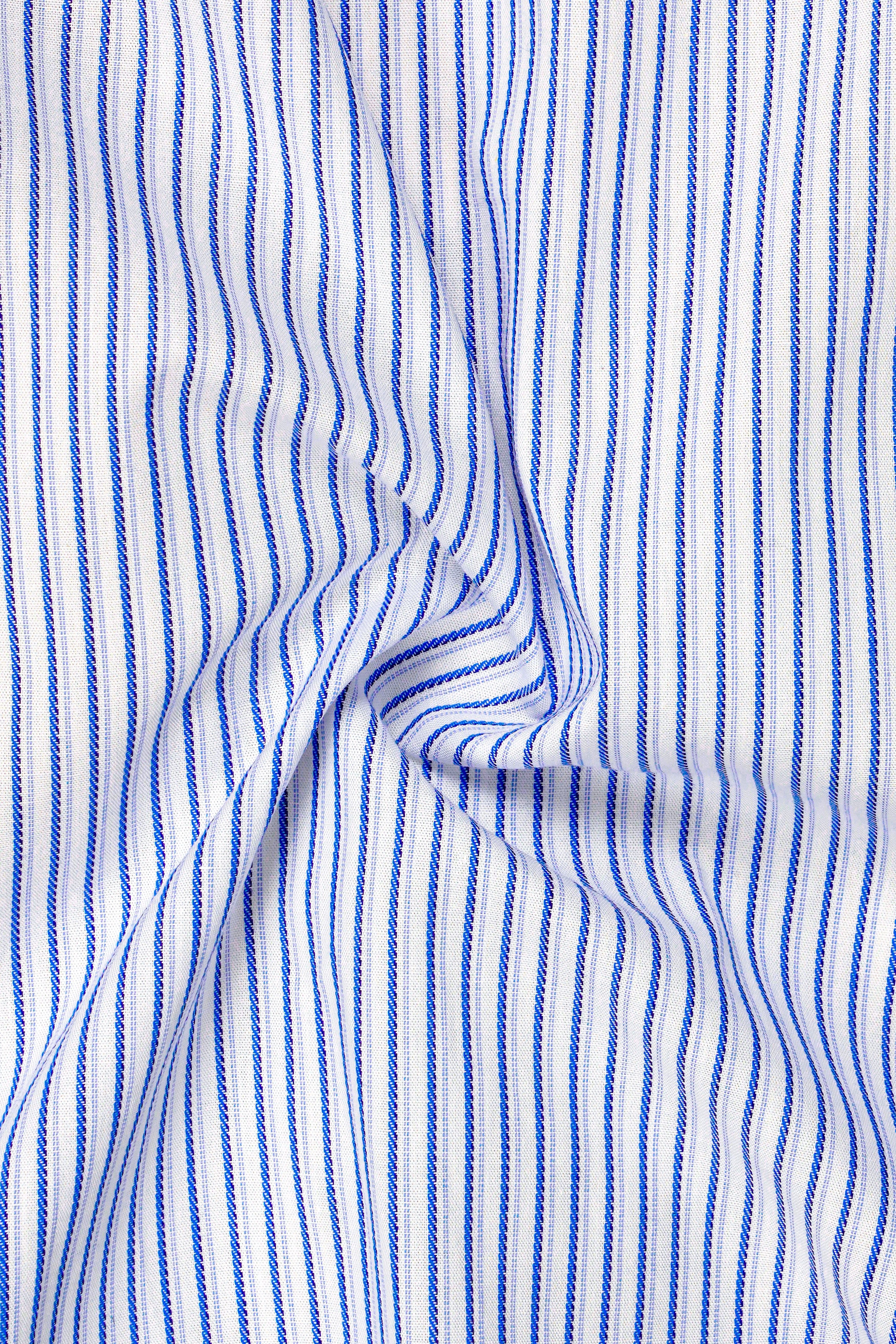 AzureStripe-Tufts Blue And Bright White Striped Dobby Premium Giza Cotton Dress Shirt