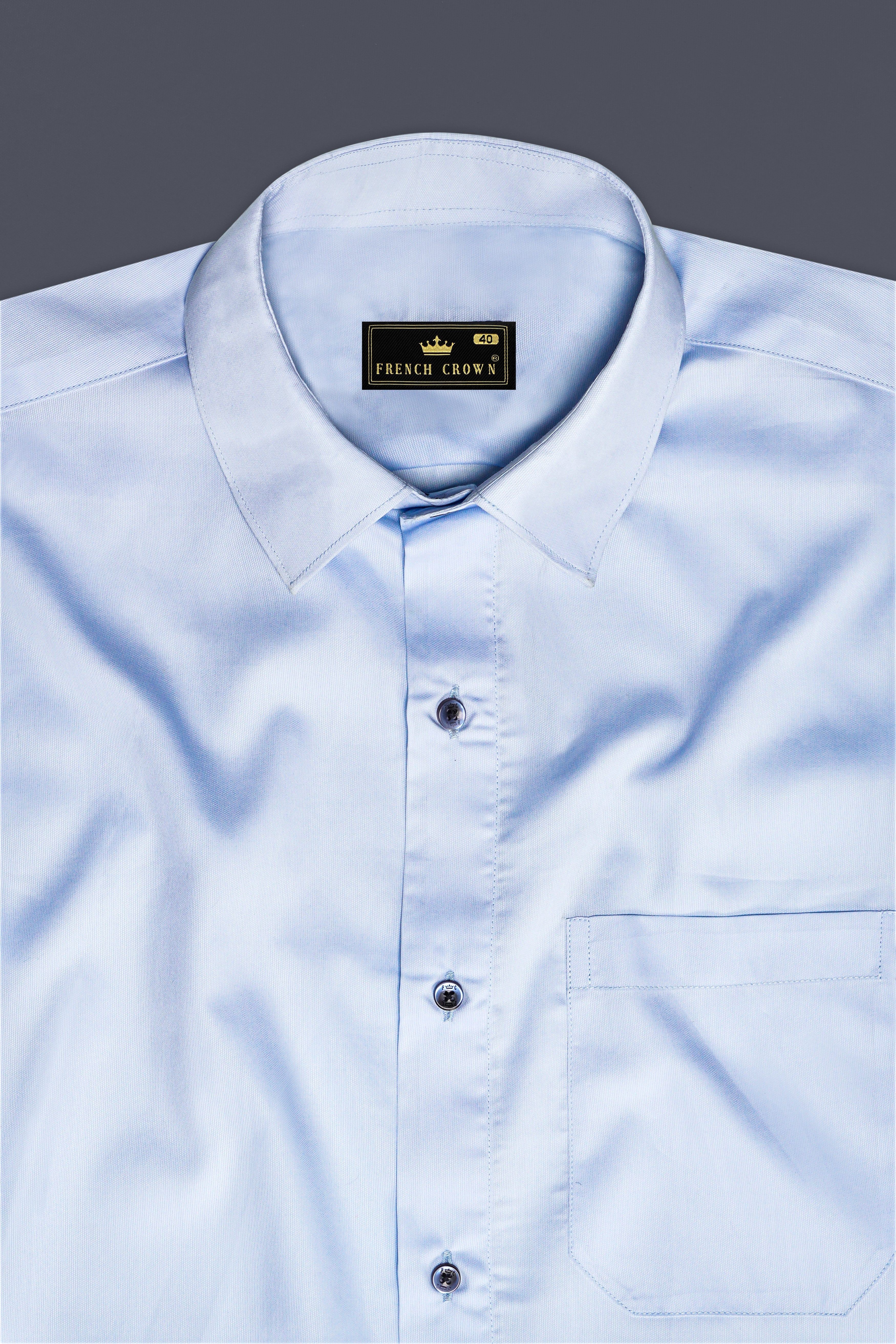 NauticWave-Rock Blue Solid Dobby Textured Premium Giza Cotton Dress Shirt