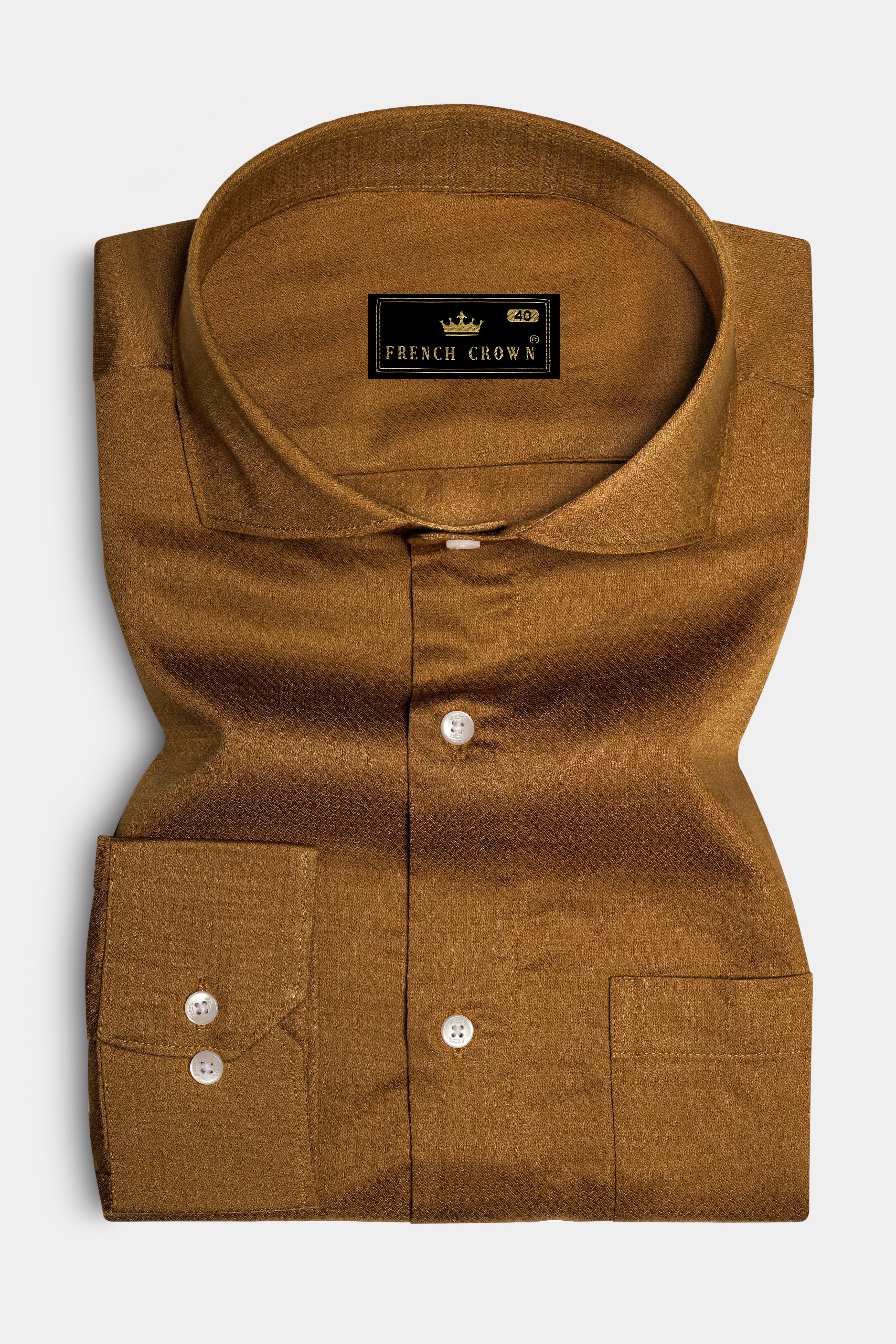 GaelicBrown-Irish Dobby Textured Premium Giza Cotton Dress Shirt