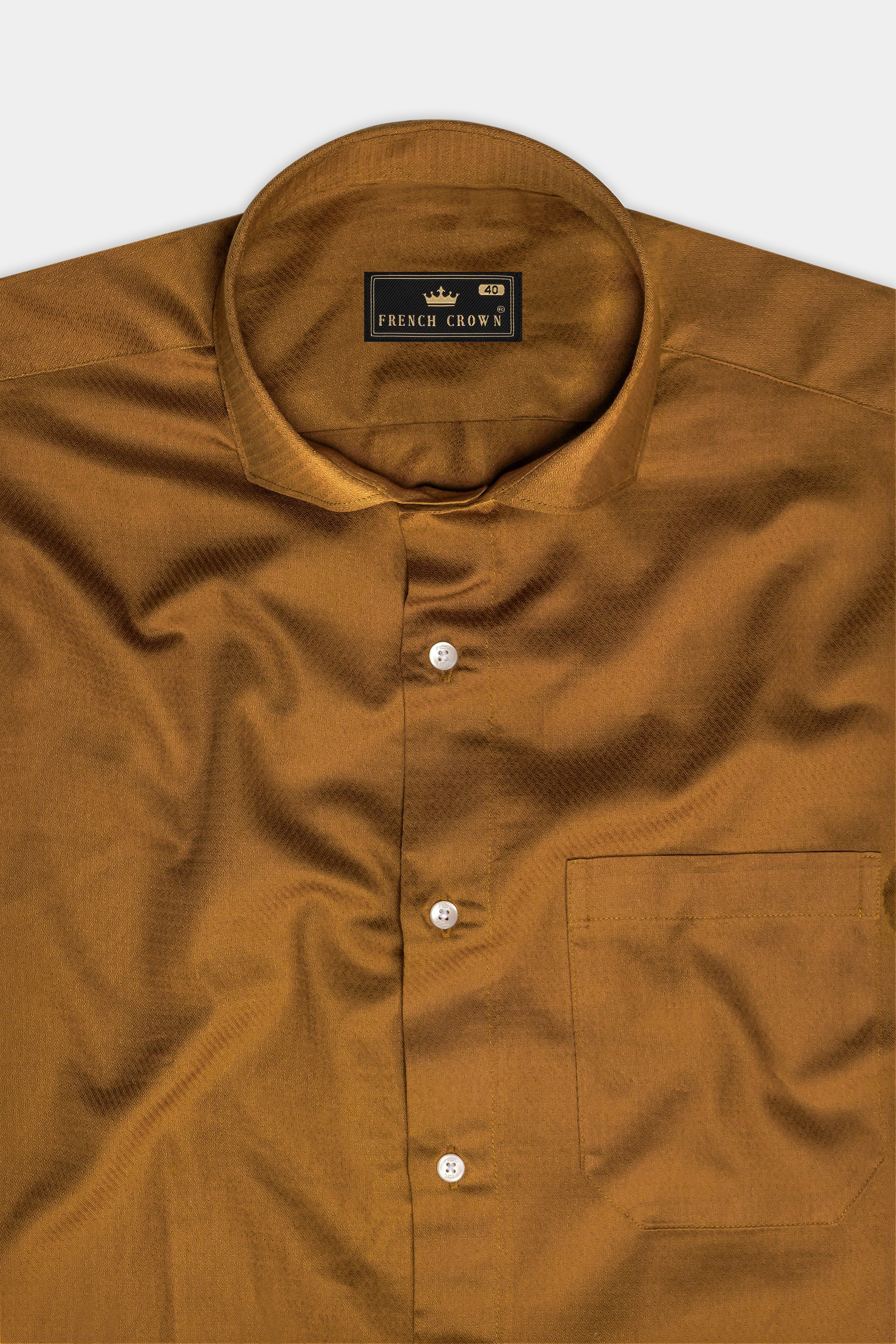 GaelicBrown-Irish Dobby Textured Premium Giza Cotton Dress Shirt