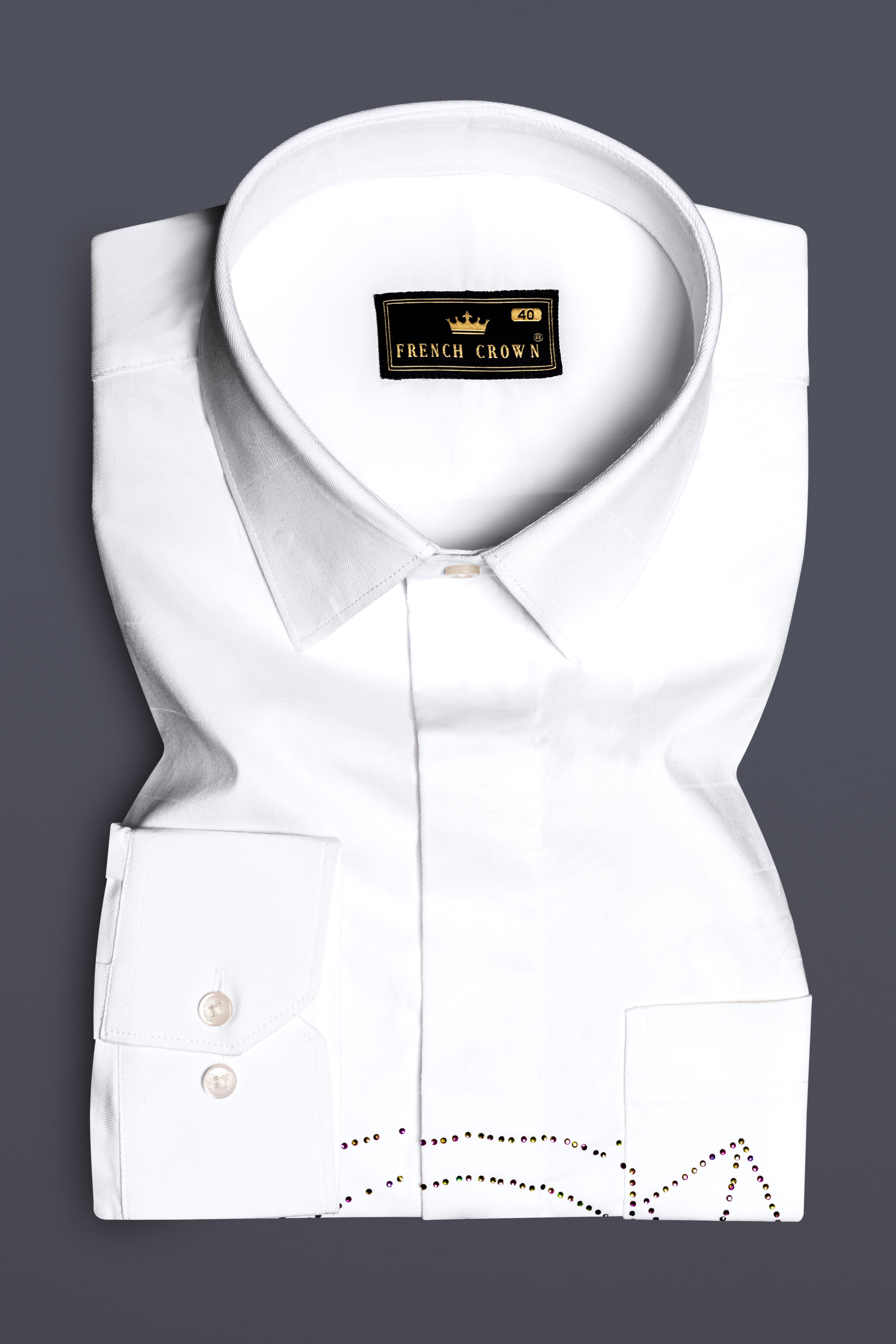 Ivory Safari-Bright White Leopard Hot Fix Oxford Premium Cotton Casual Designer Shirt