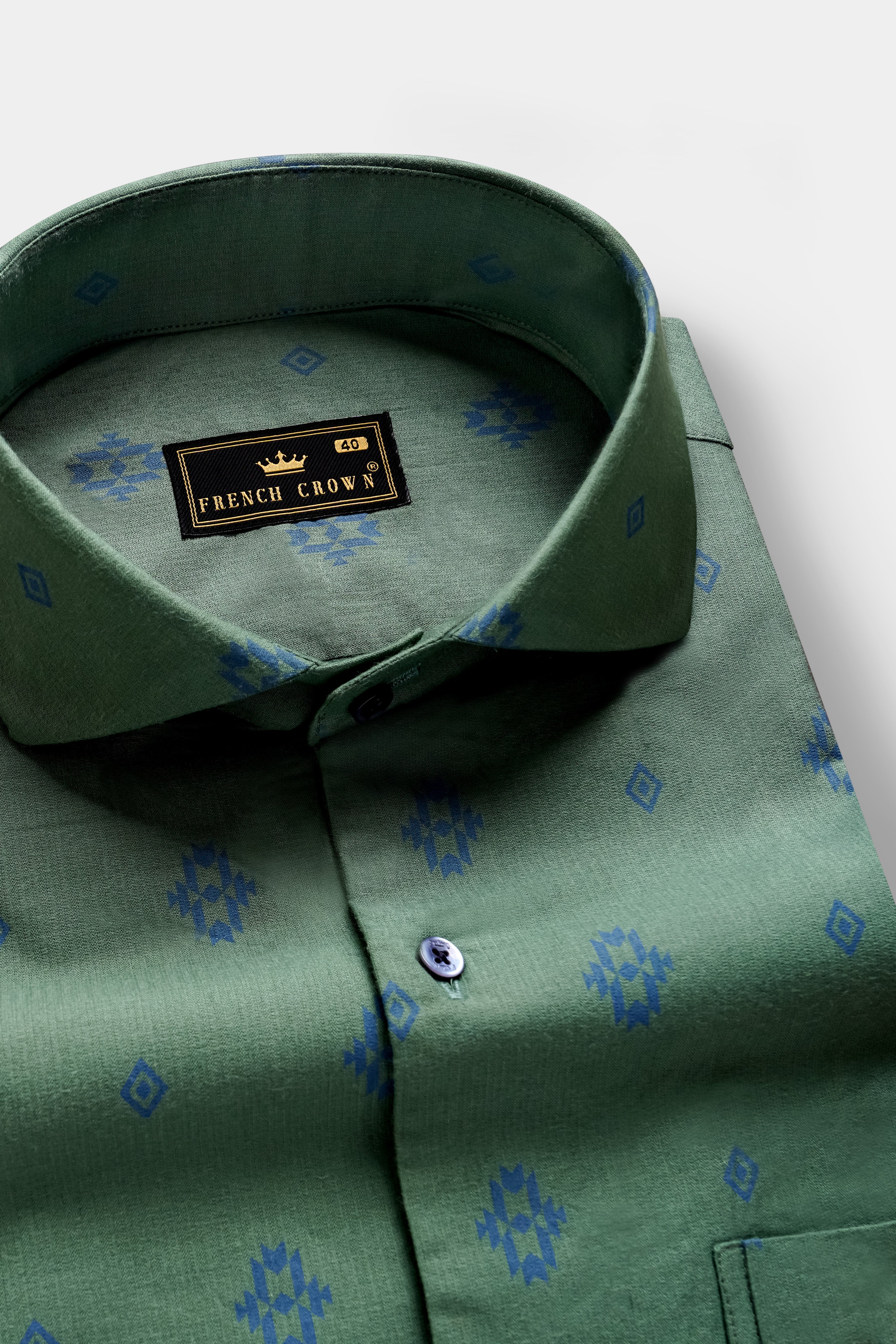 Timber-Hazel Green Casual Prints Premium Cotton Shirt For Men
