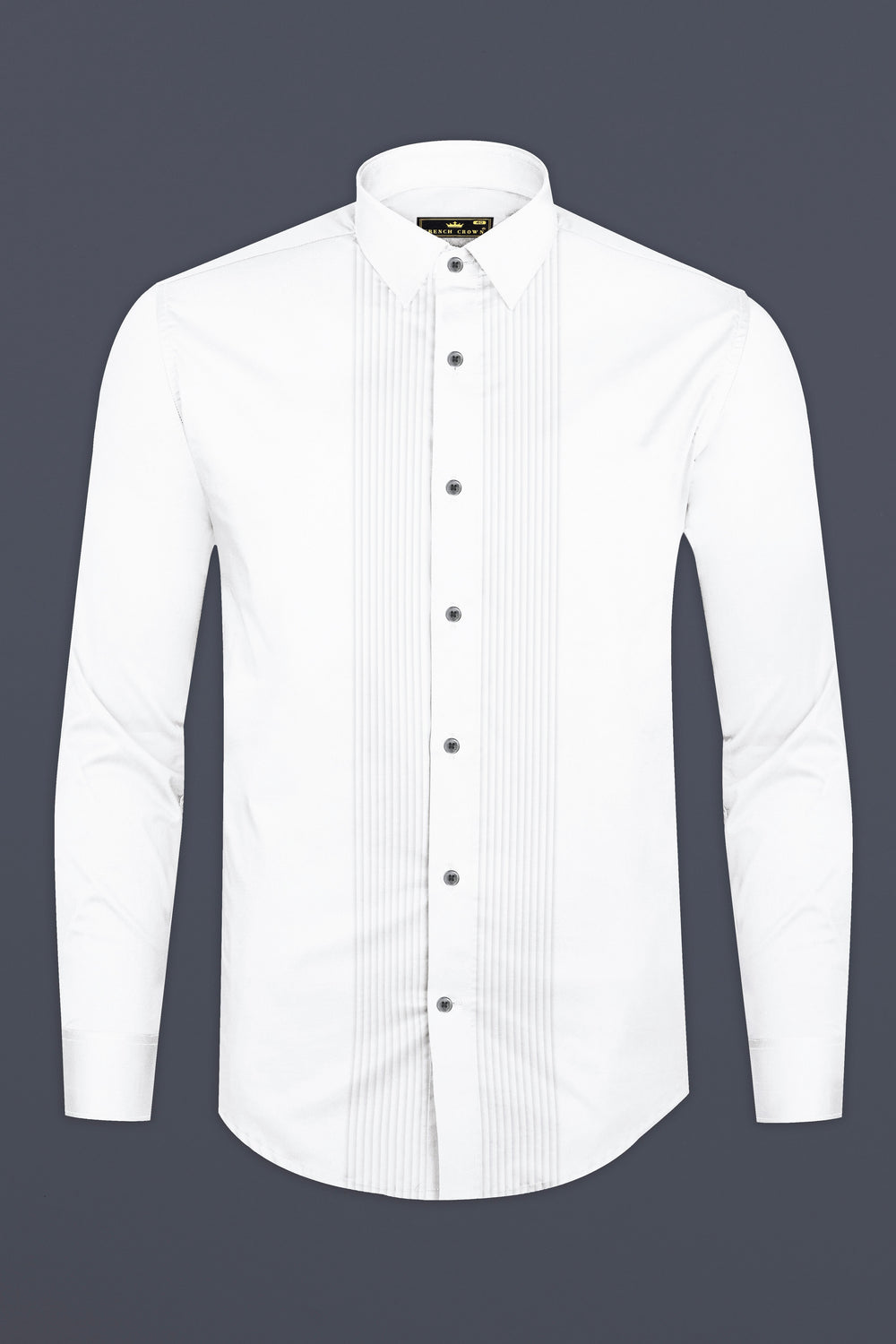 FrostLuxe-Bright White Subtle Sheen Super Soft Premium Cotton Dress Tuxedo Shirt