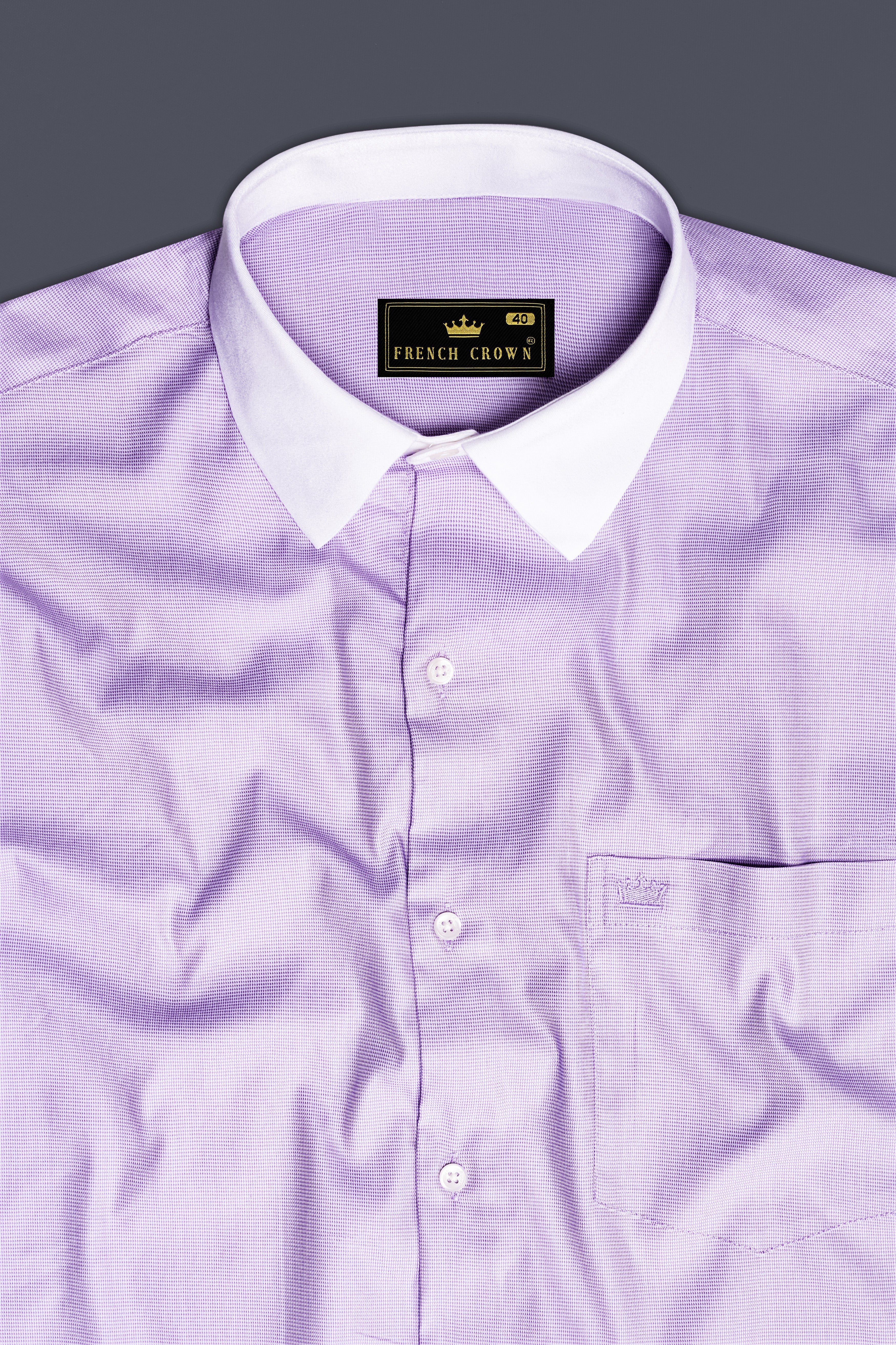 Imperial Violet-Moon Raker Purple White Cuff Collar Dobby Textured Premium Giza Cotton Dress Shirt