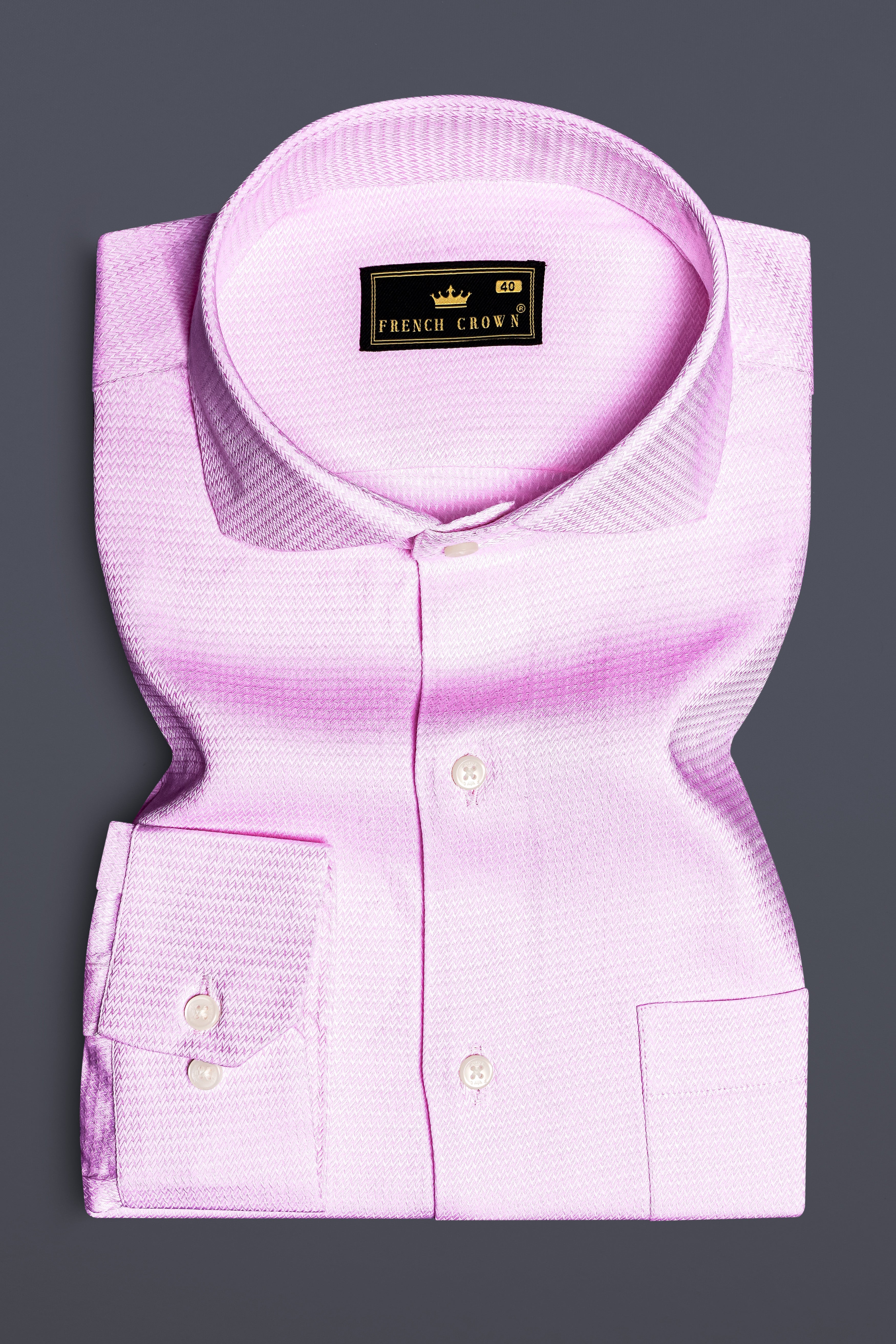 Orchid Mist-Lilac Pink Formal Textured Premium Cotton Shirt For Men