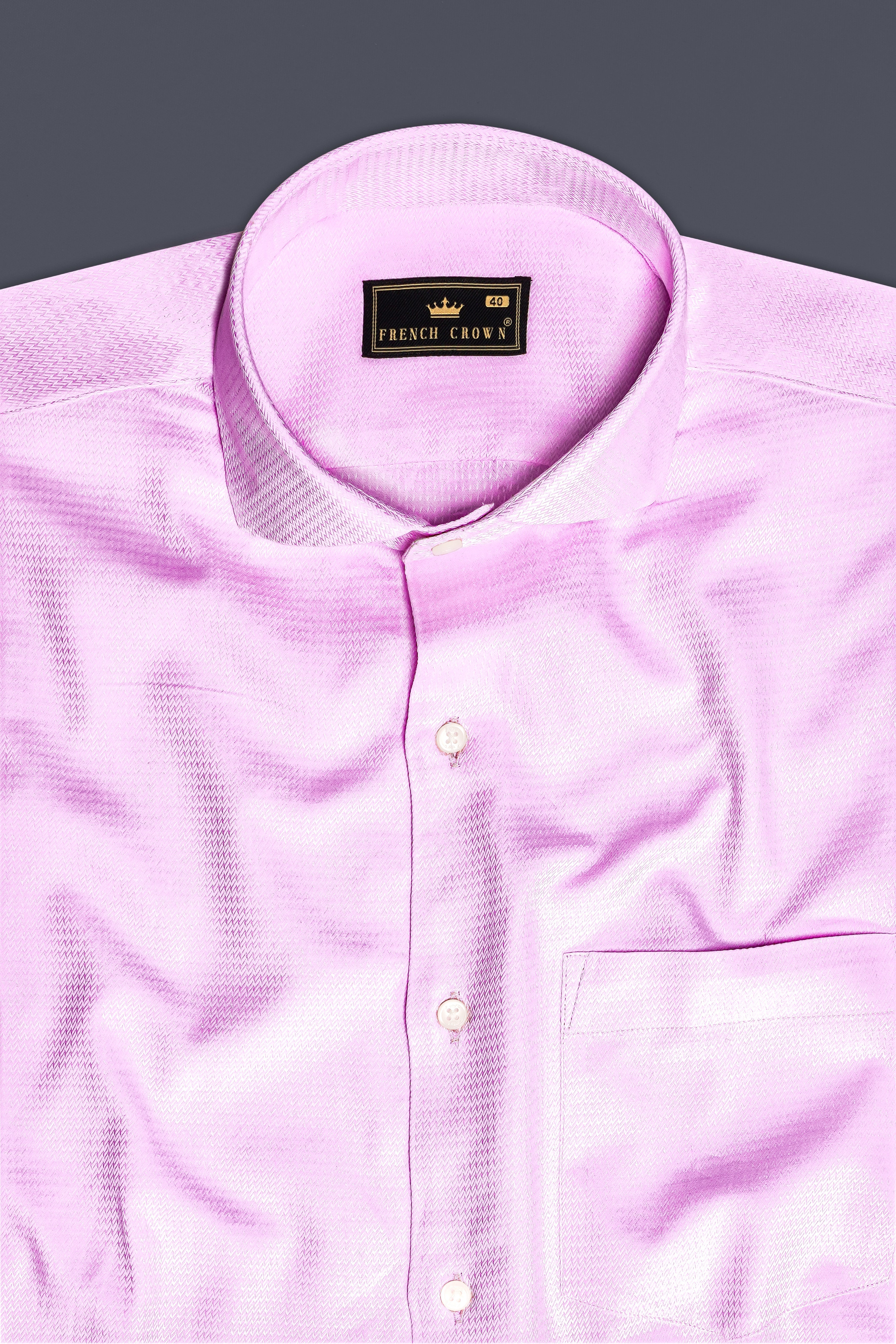 Orchid Mist-Lilac Pink Formal Textured Premium Cotton Shirt For Men