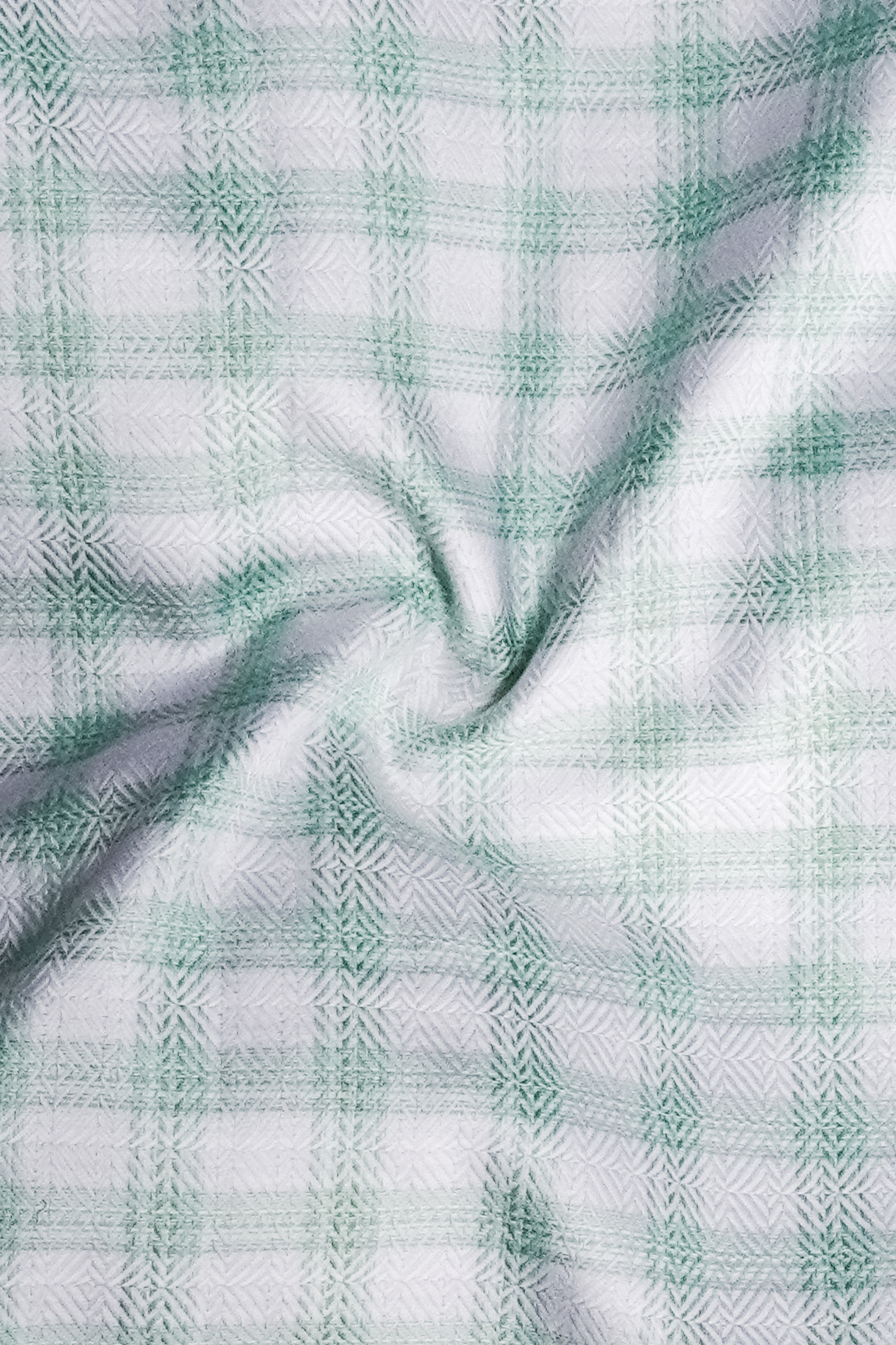 Tiara Verde-Tiara Green Plaid Jacquard Textured Premium Cotton Dress Shirt