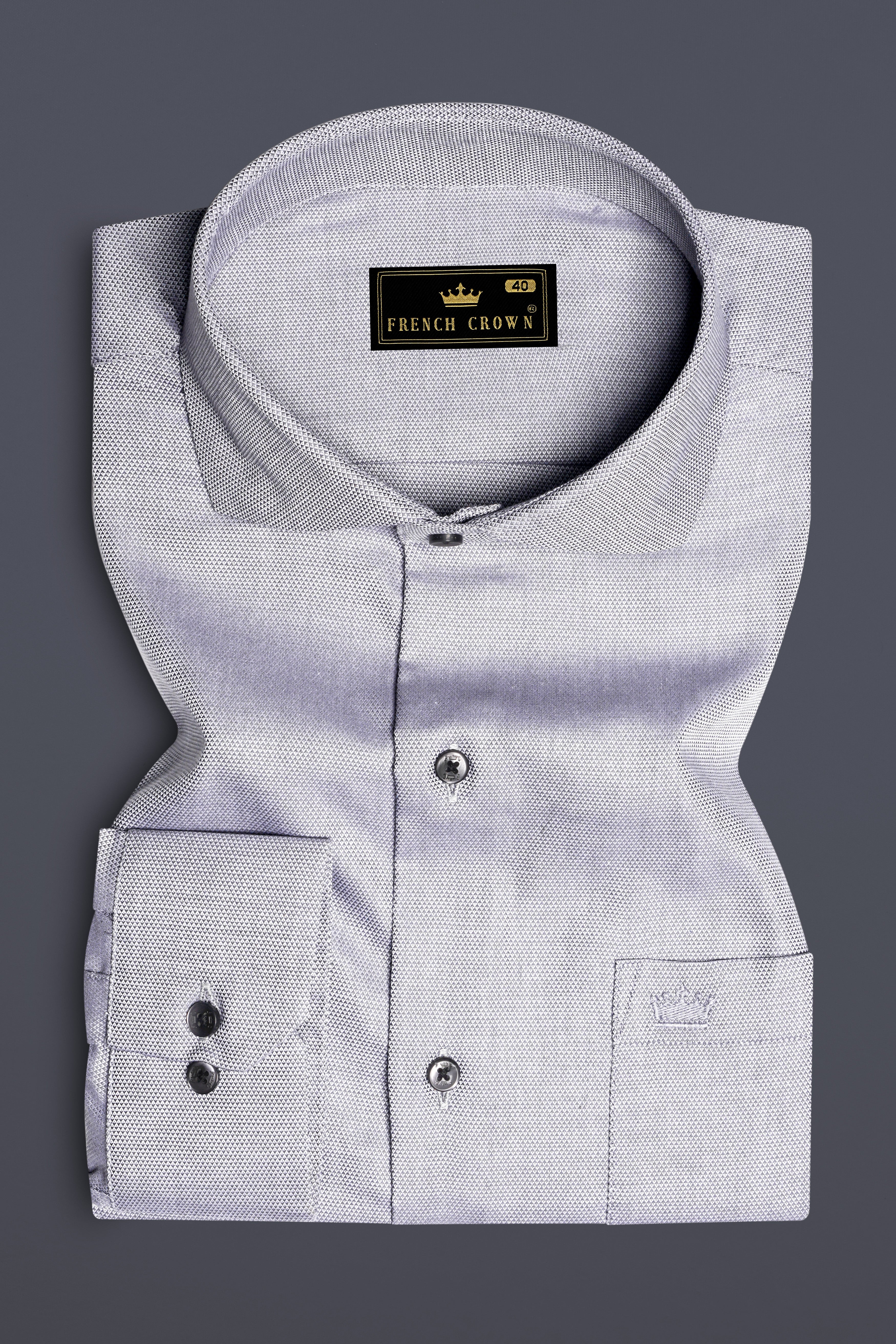 Pebble Mist-Spun Pear Gray Dobby Textured Premium Giza Cotton Dress Shirt