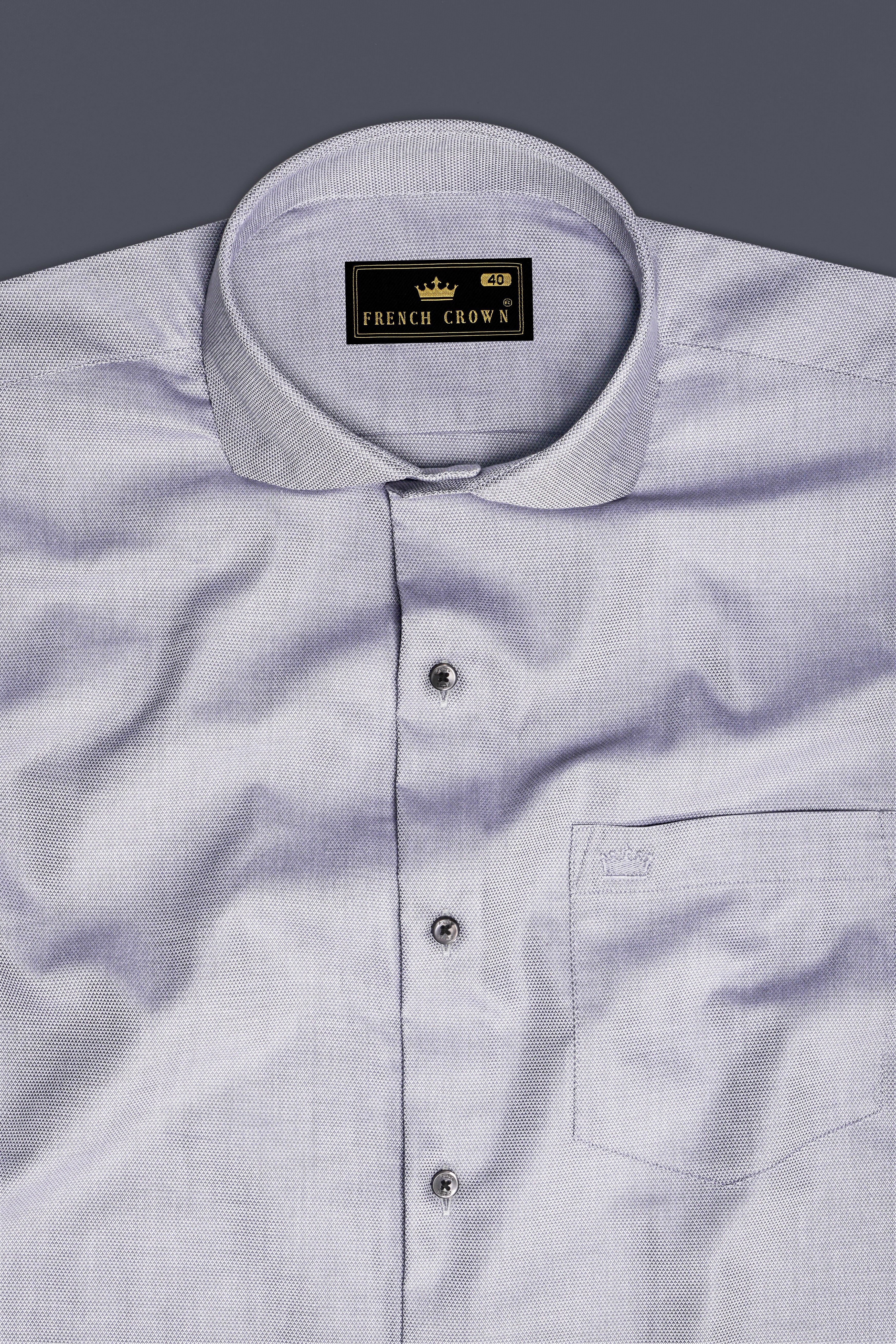 Pebble Mist-Spun Pear Gray Dobby Textured Premium Giza Cotton Dress Shirt