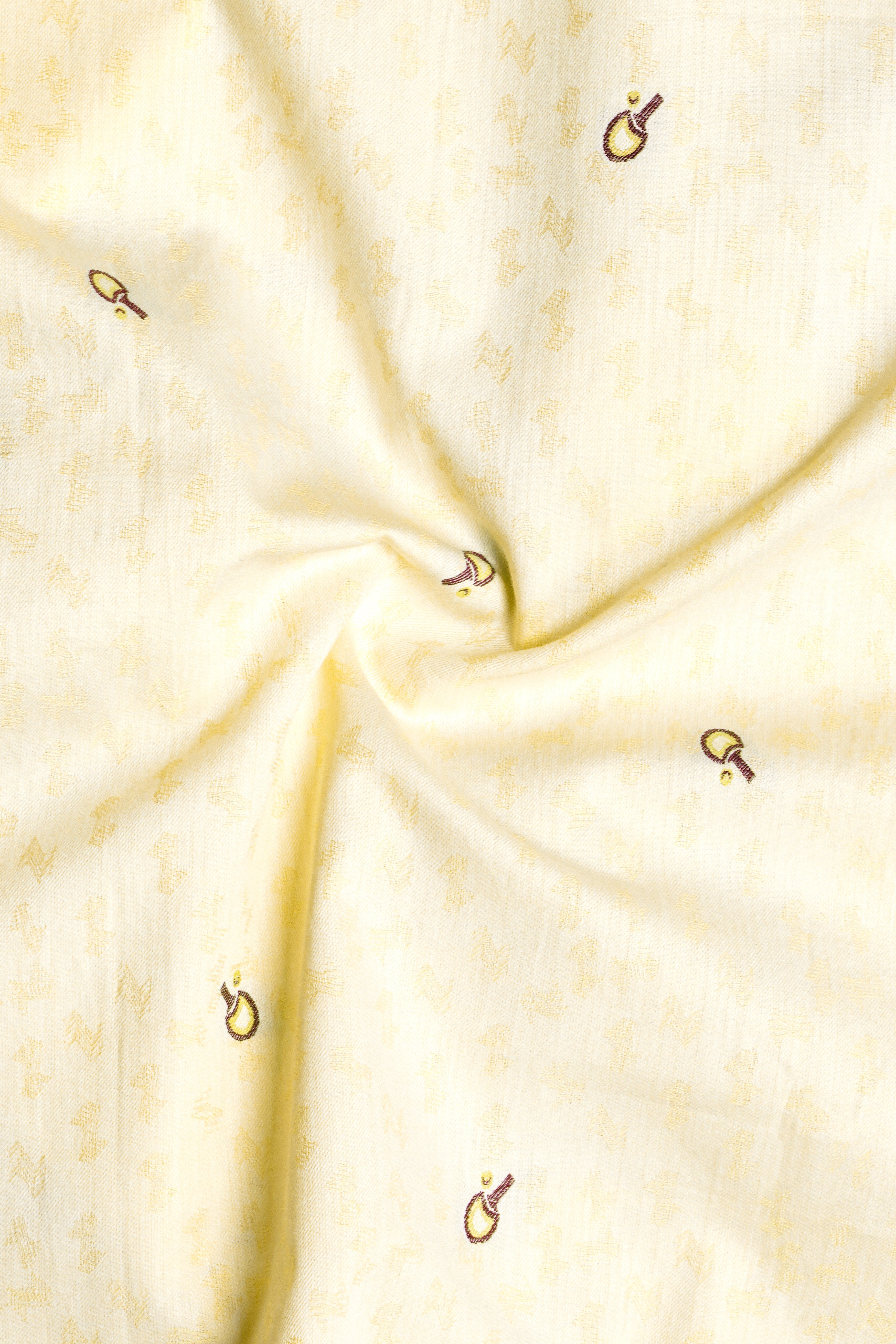 Saffron Weave-Oasis Yellow Jacquard Butta Textured Premium Giza Cotton Dress Shirt