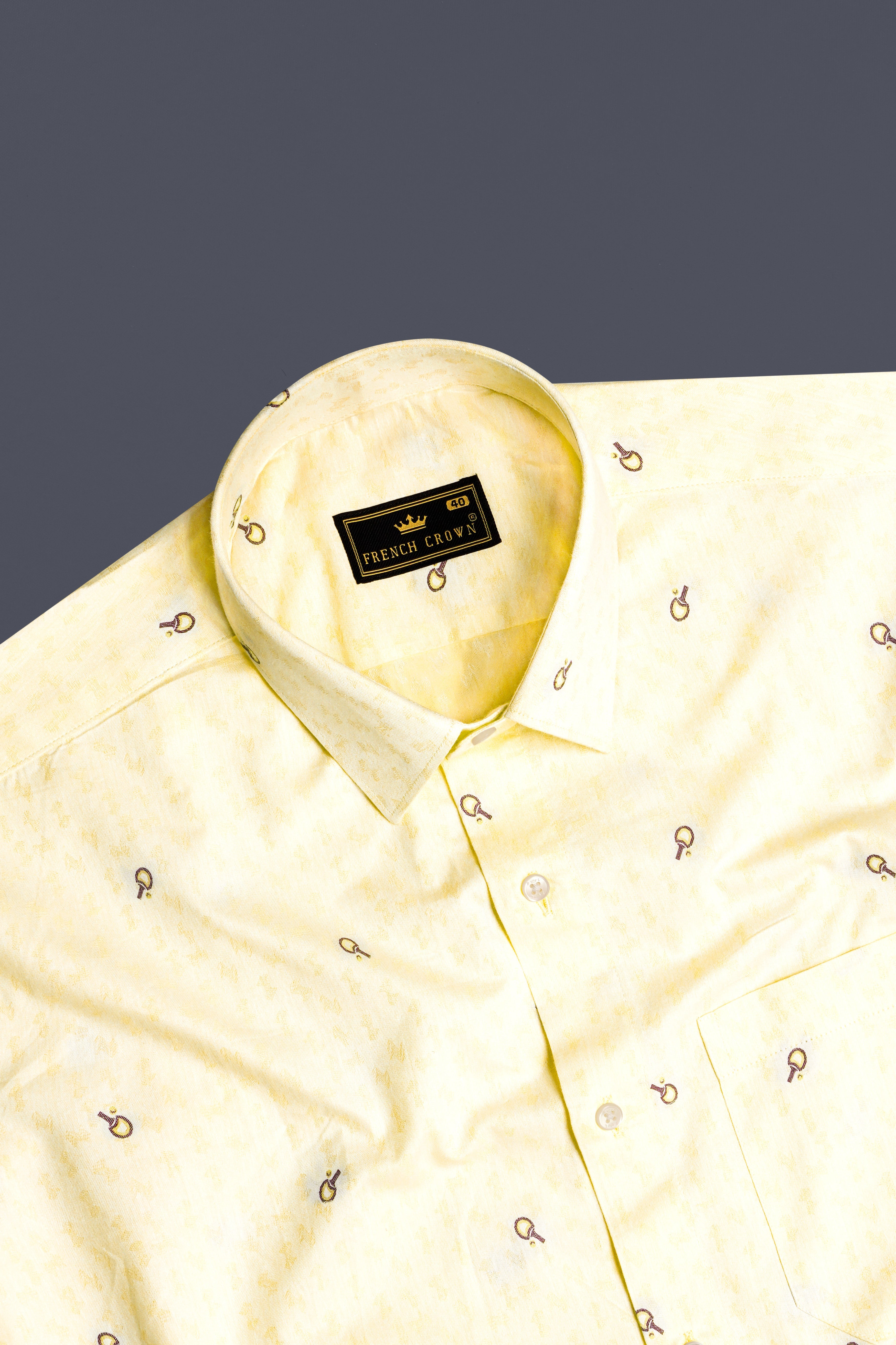 Saffron Weave-Oasis Yellow Jacquard Butta Textured Premium Giza Cotton Dress Shirt