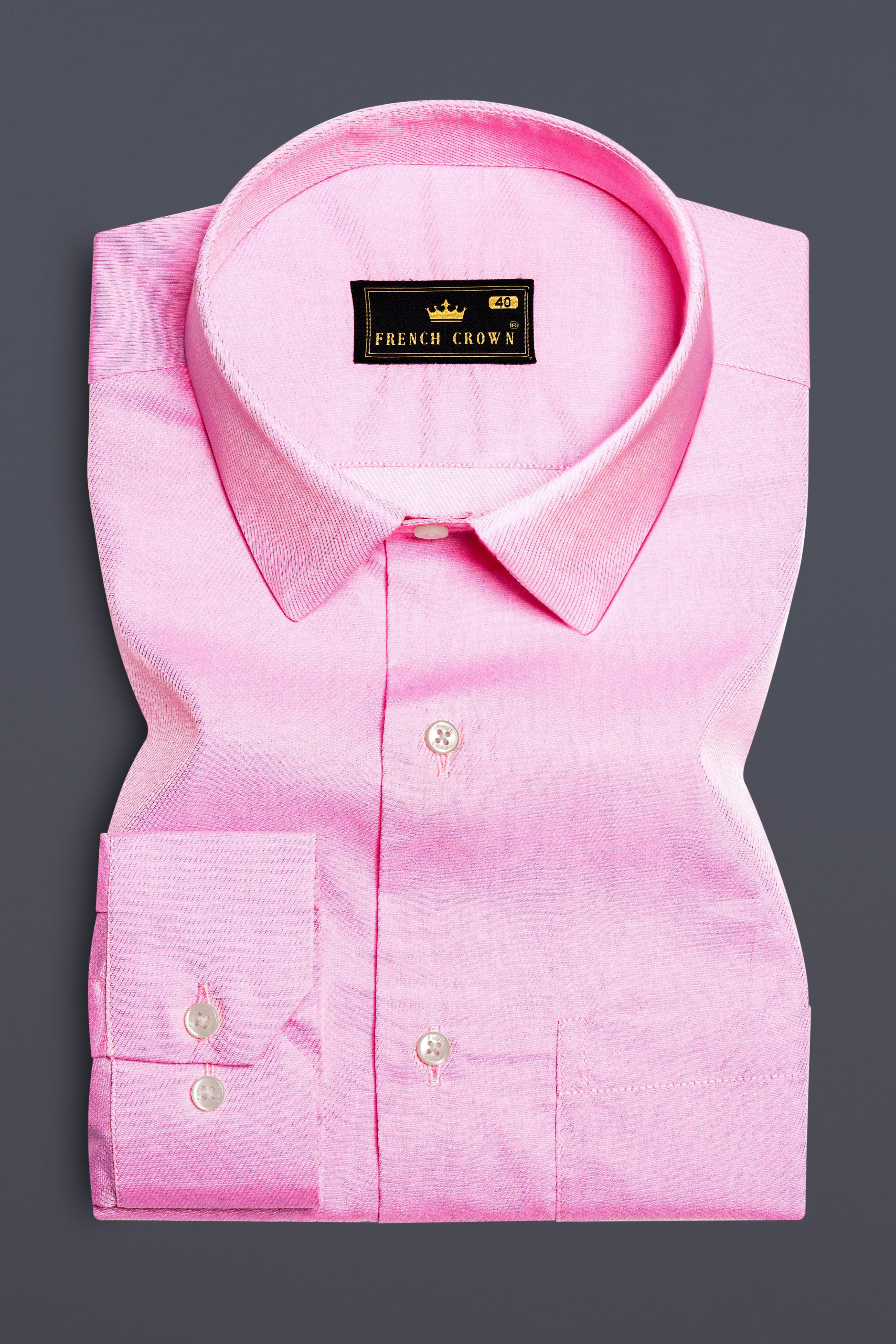 Blush Bloom-Classic Rose Pink Solid Twill Premium Cotton Dress Shirt